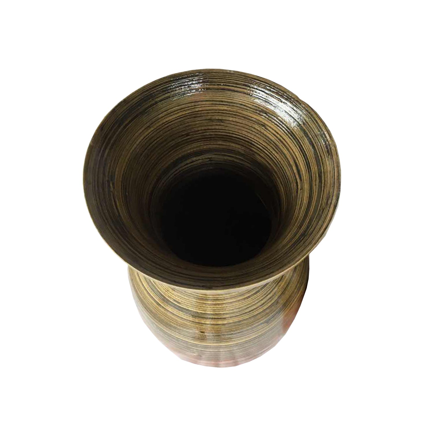 25" High Black And Gold Spun Bamboo Floor Vase