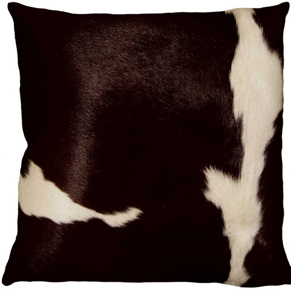 18" Chocolate Cowhide Throw Pillow