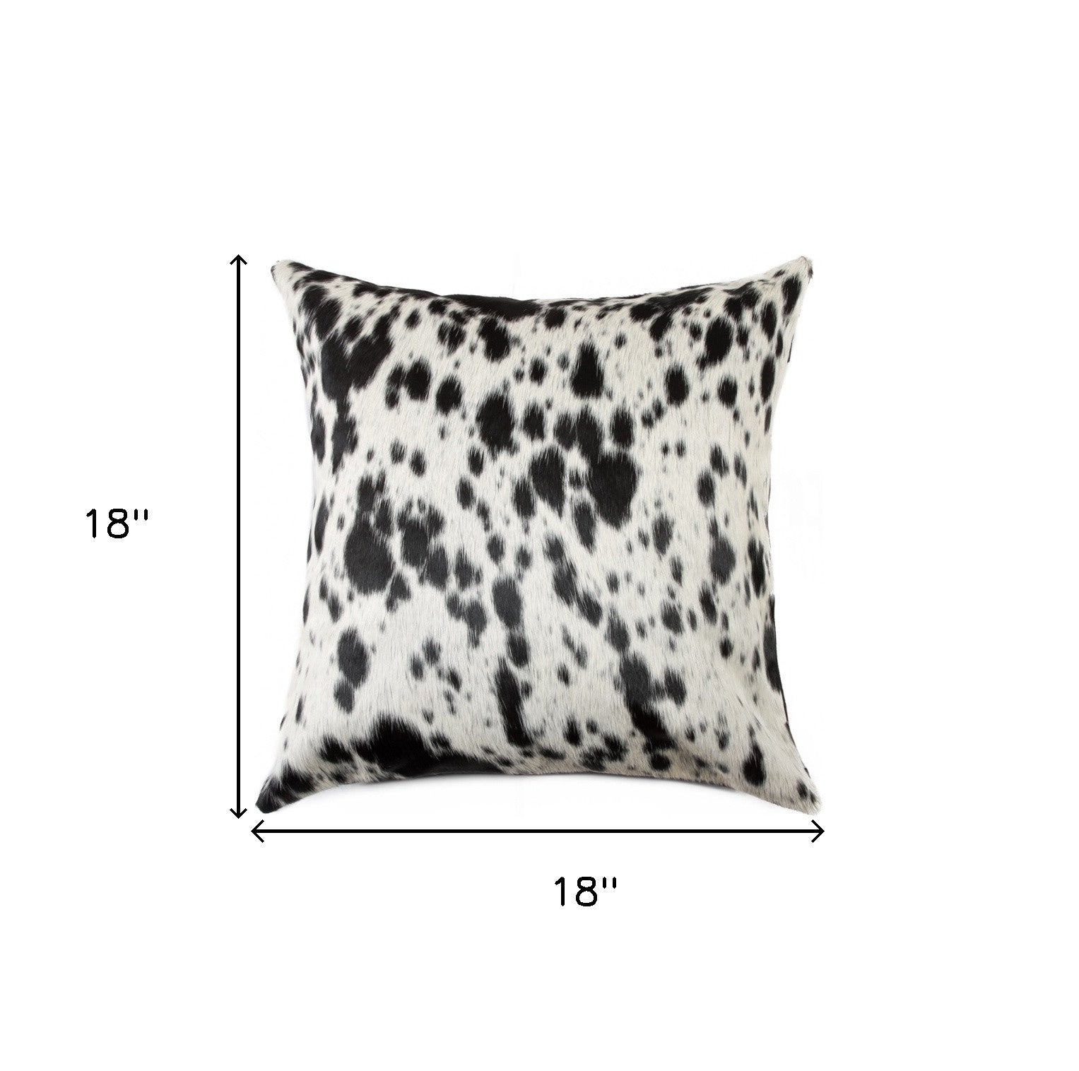 18" Black Cowhide Throw Pillow