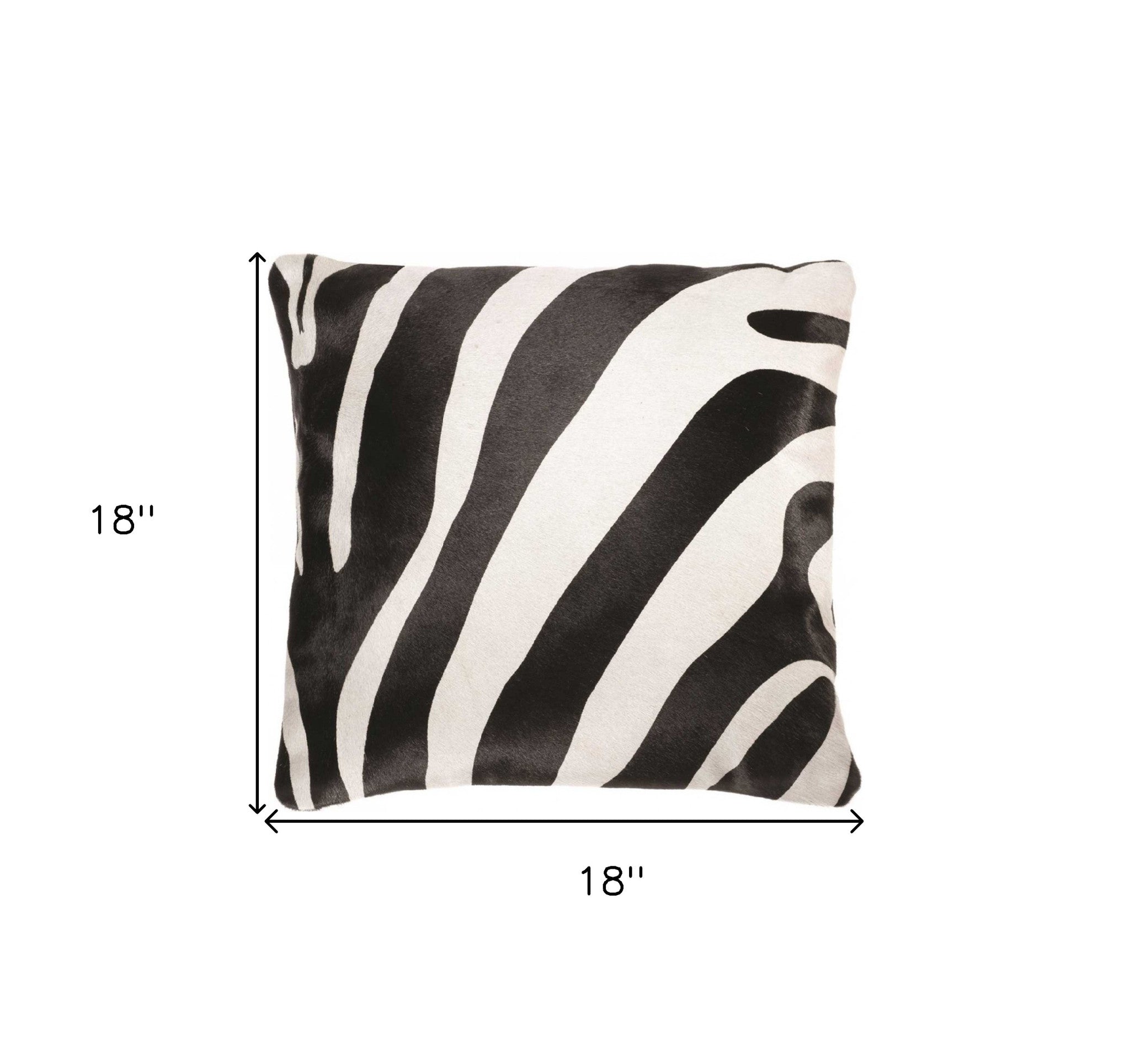 18" Black and Off White Cowhide Throw Pillow