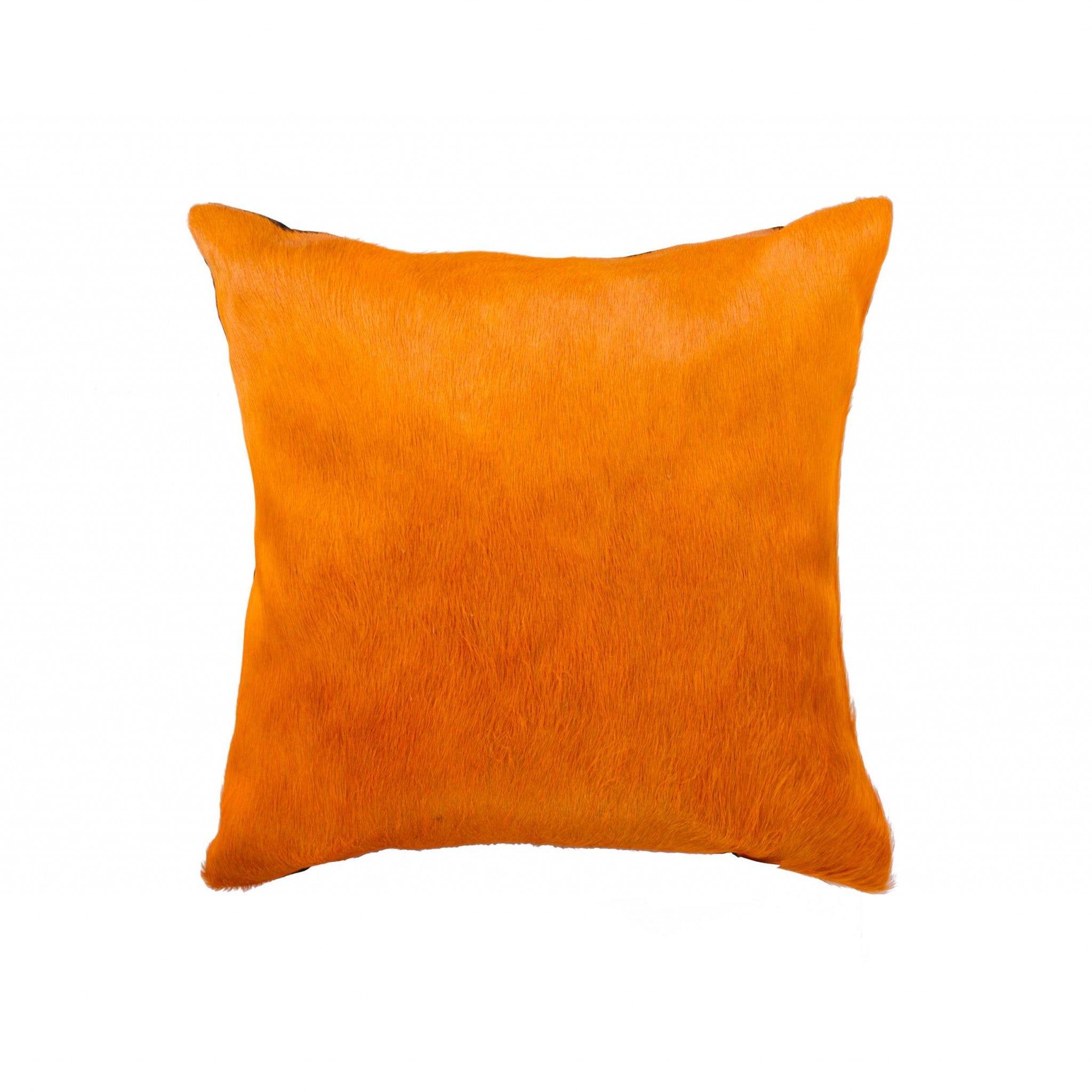 18" Orange Cowhide Throw Pillow