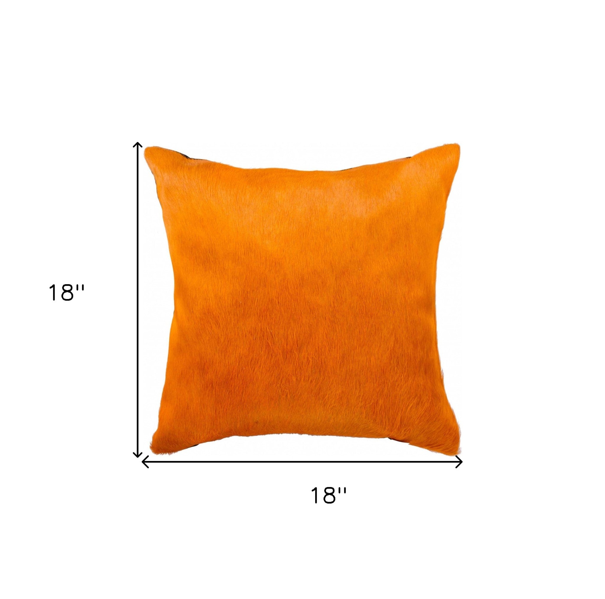 18" Orange Cowhide Throw Pillow