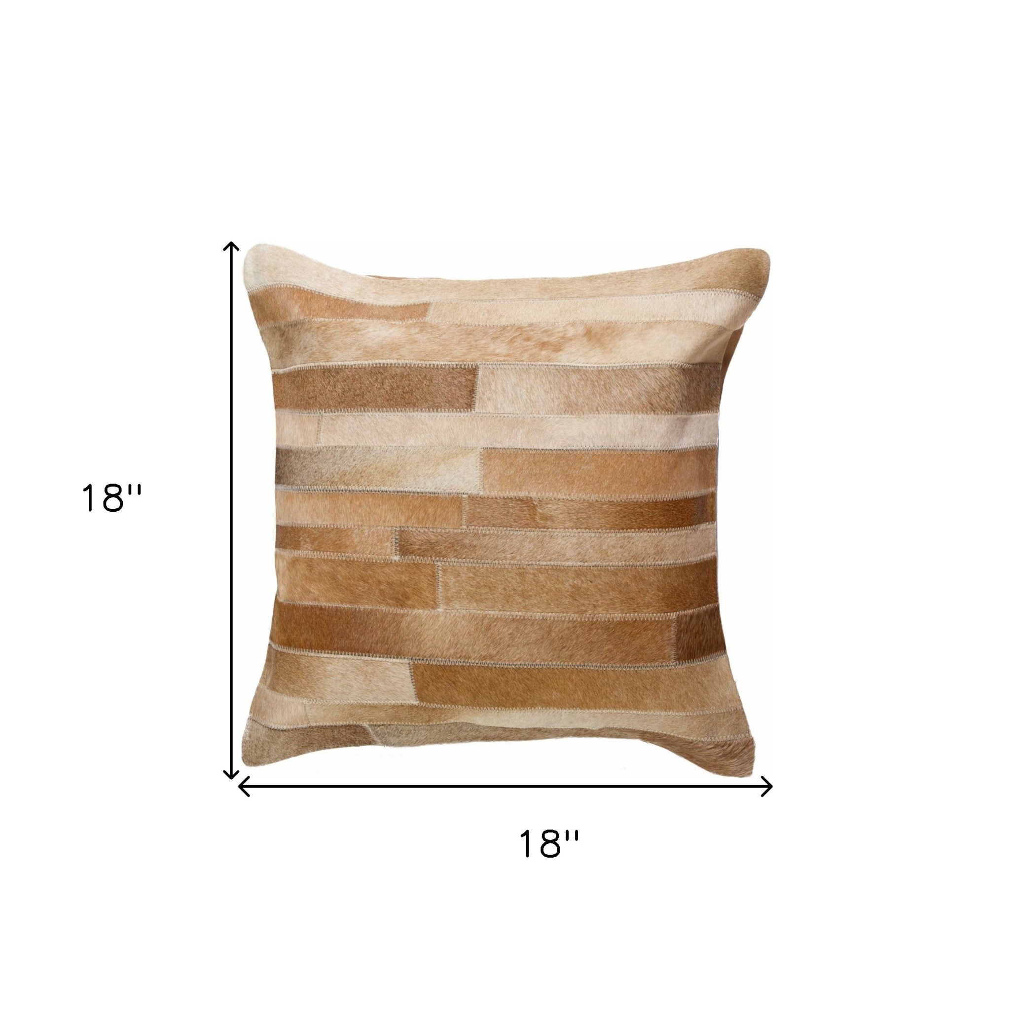 18" Tan Cowhide Throw Pillow