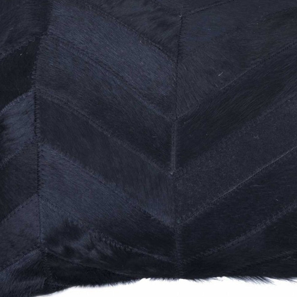 12" X 20" Black Cowhide Throw Pillow