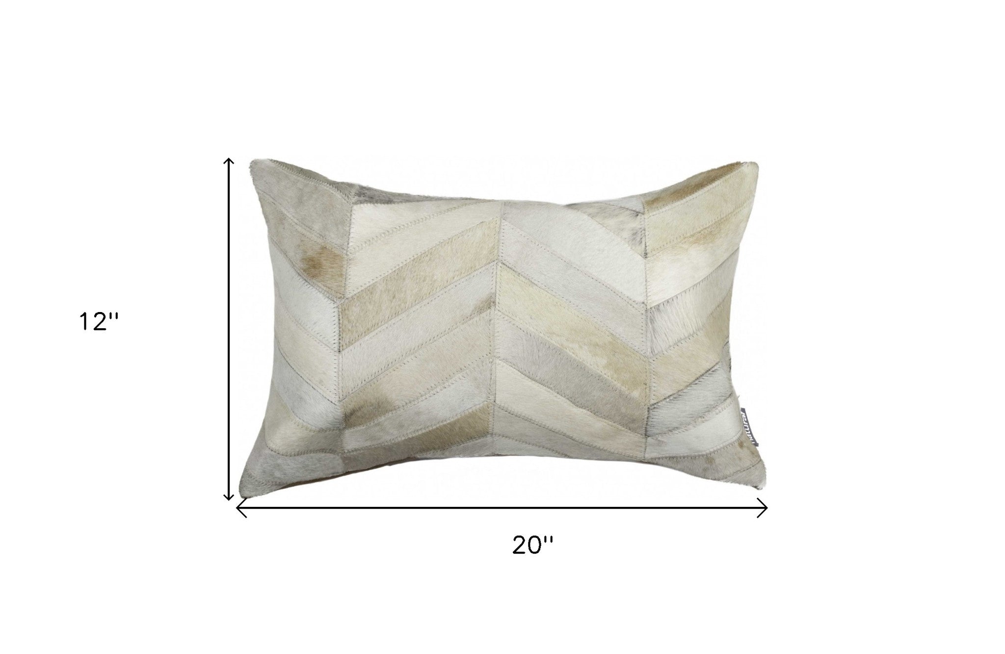 12 X 20 Gray Chevron Cowhide Throw Pillow