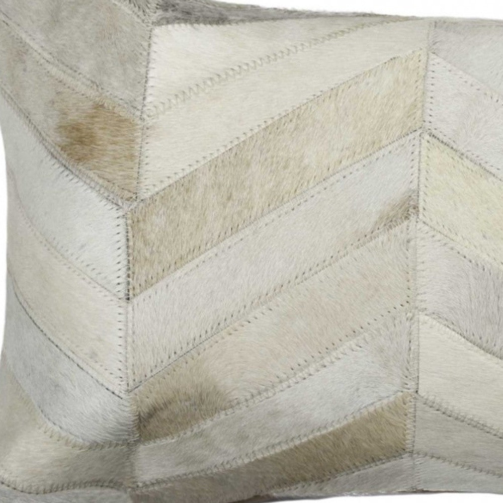 12 X 20 Gray Chevron Cowhide Throw Pillow