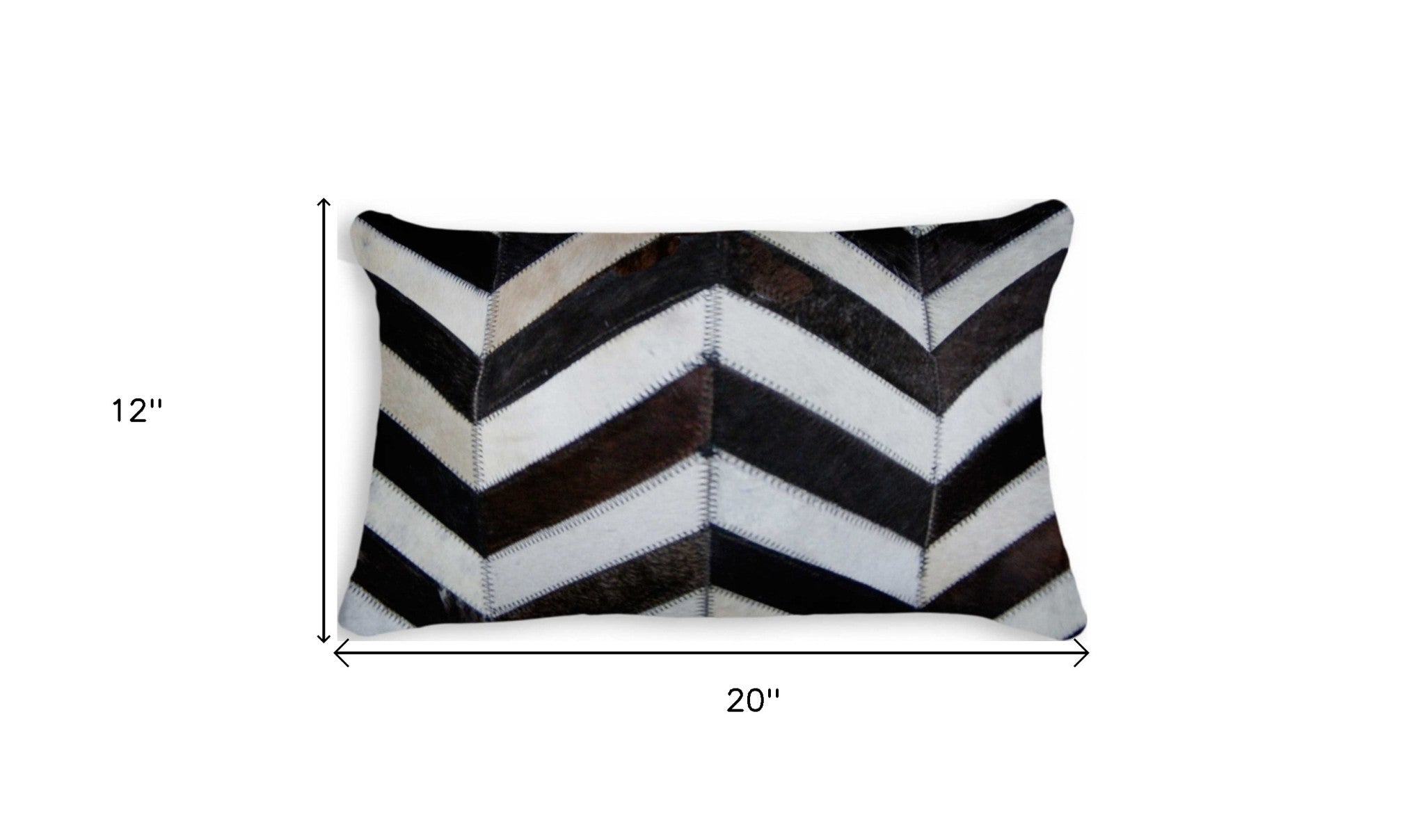 12" X 20" Black Cowhide Throw Pillow