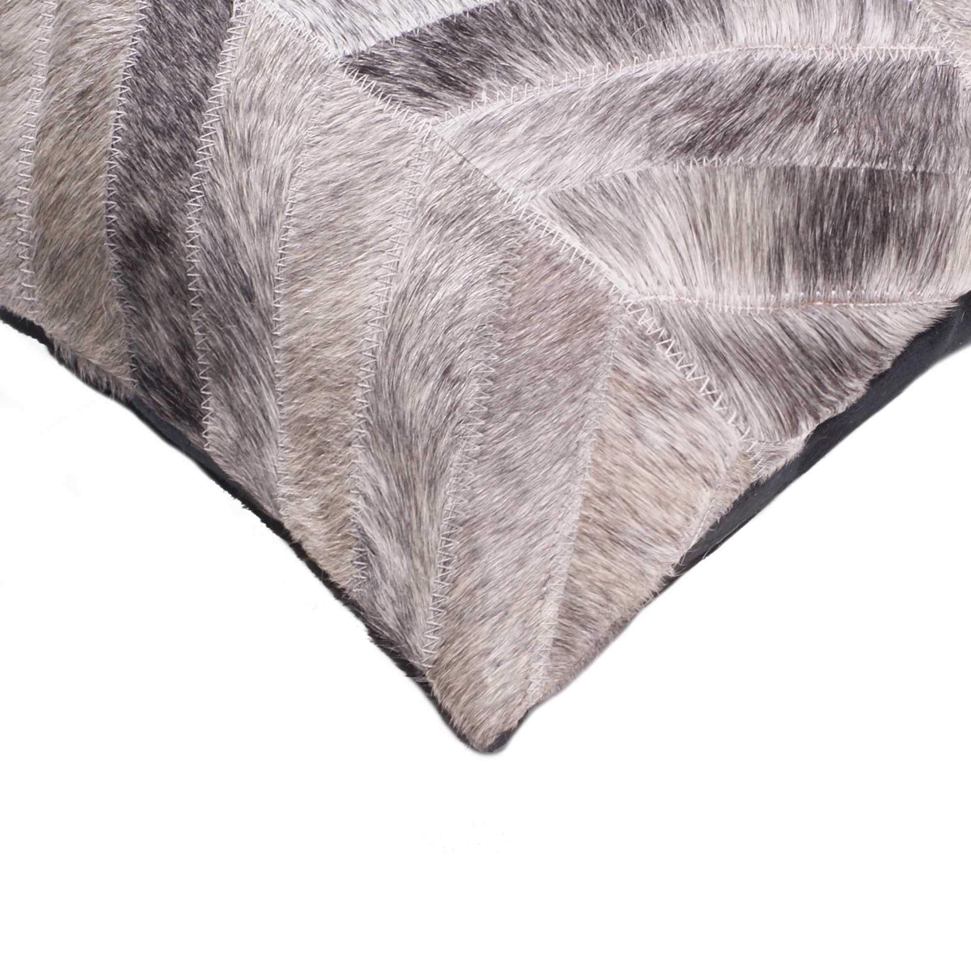 Set of Two Silver and Gray Cowhide Throw Pillow