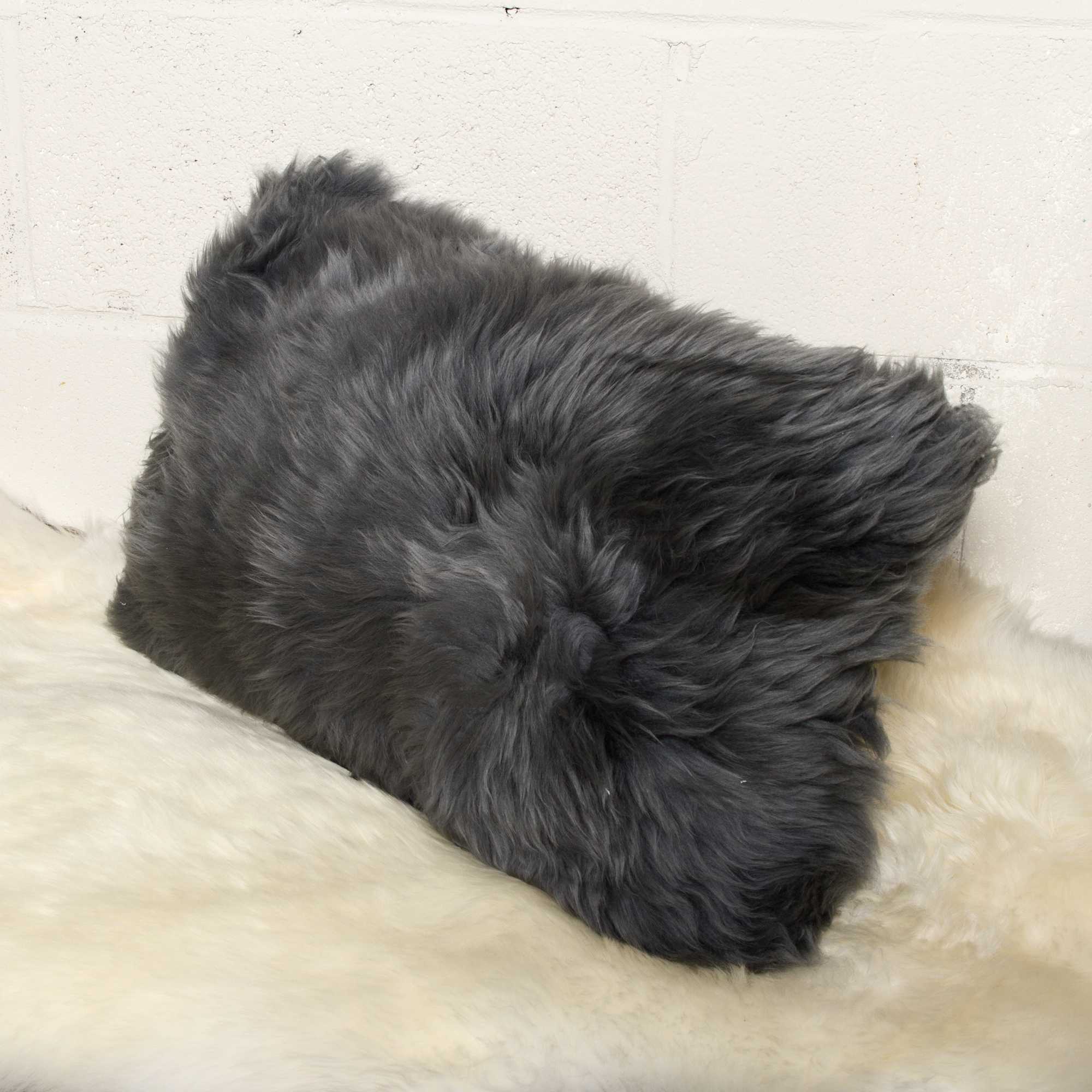 12" X 20" X 5" Gray Sheepskin  Pillow 2 Pack