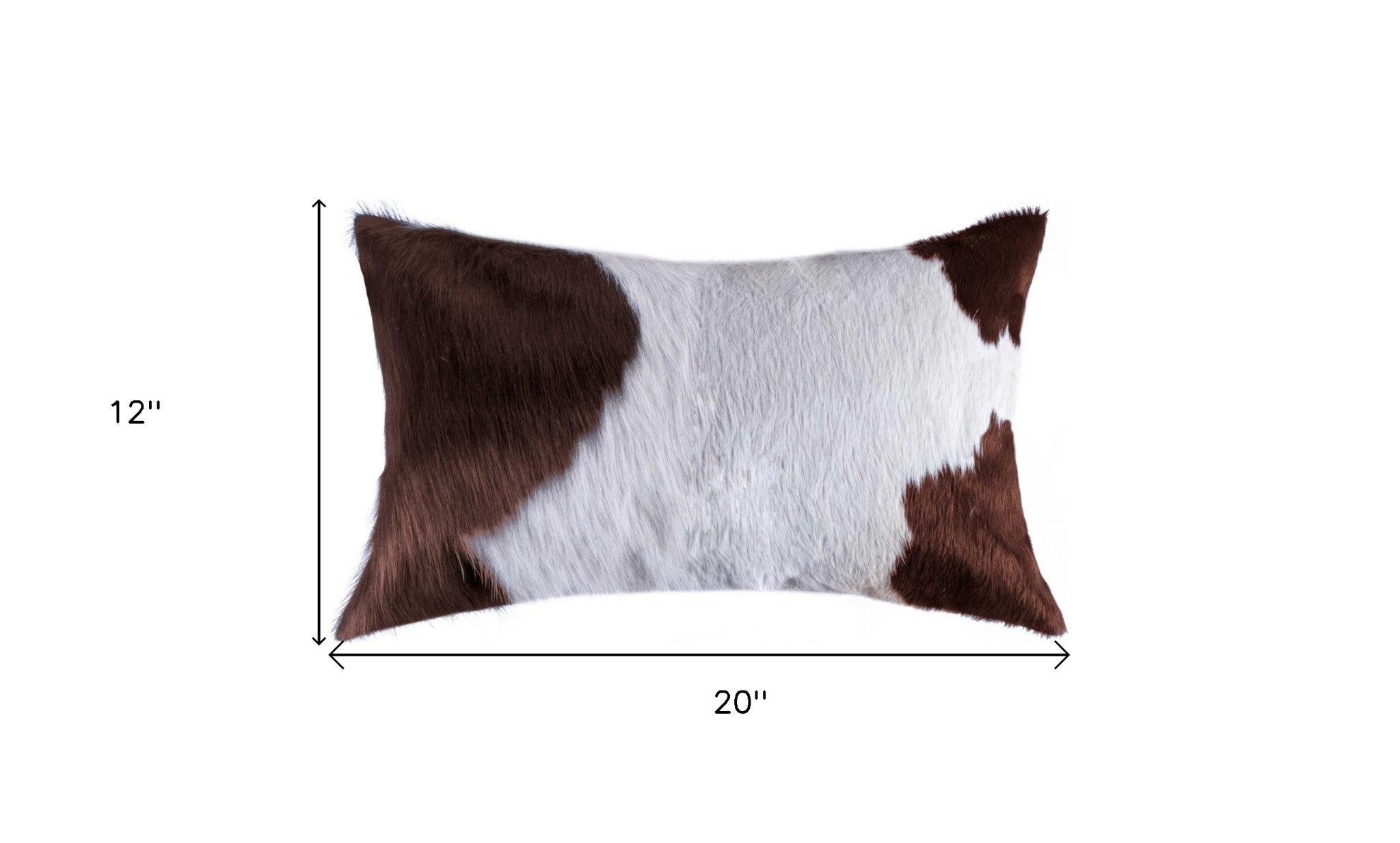 12" X 20" Brown and White Cowhide Throw Pillow