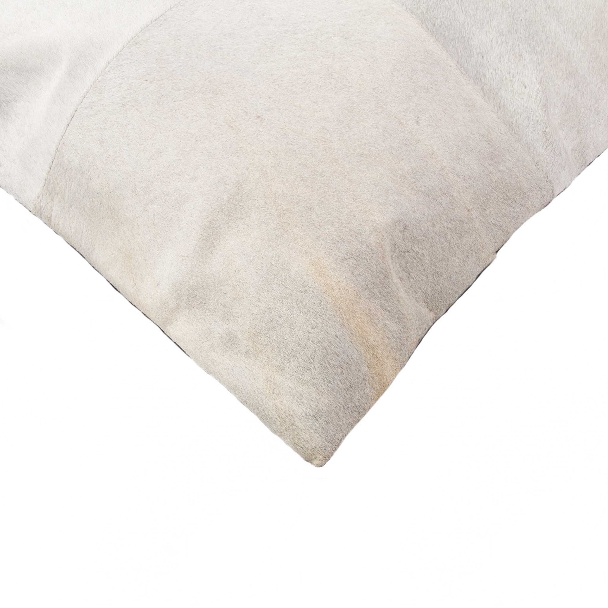 18" White Cowhide Throw Pillow