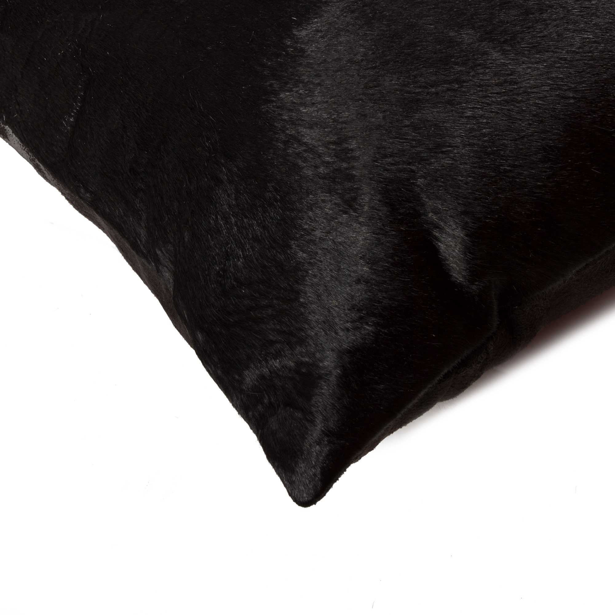 Set of Two 12" X 20" Black Cowhide Throw Pillow