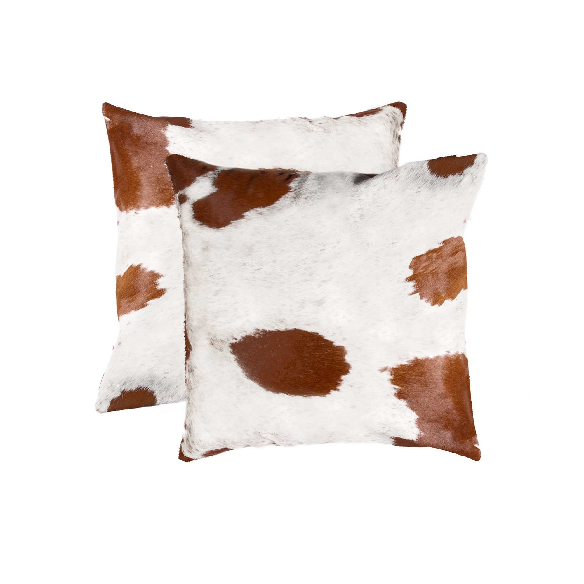 Set of Two Silver and Gray Cowhide Throw Pillow