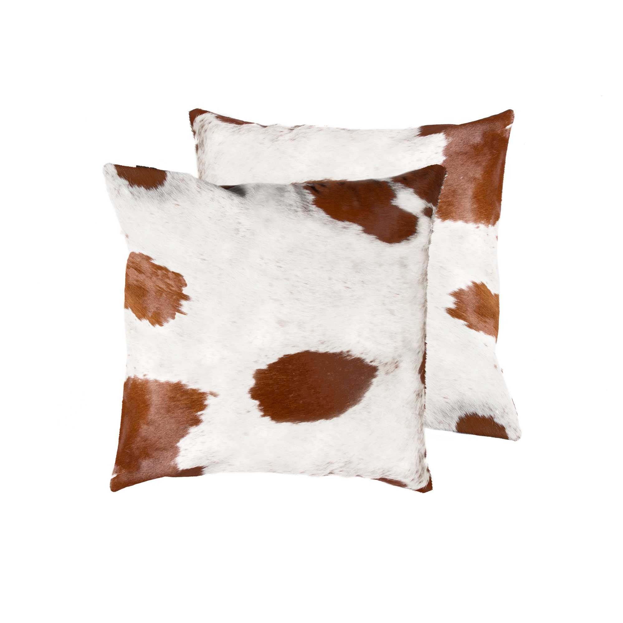 Set of Two Silver and Gray Cowhide Throw Pillow