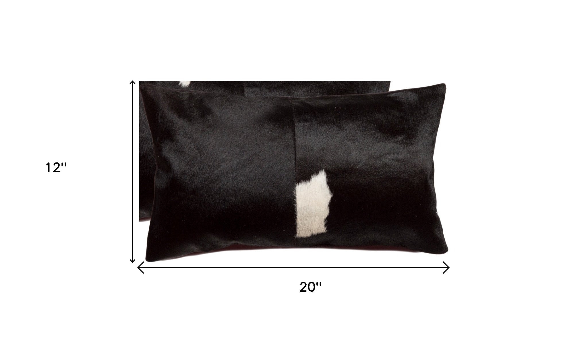 Set of Two 12" X 20" Black Cowhide Throw Pillow