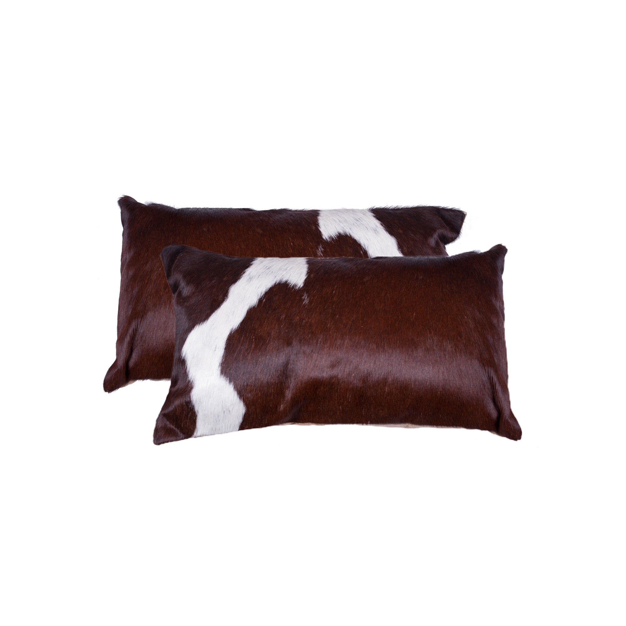 Set of Two 12" X 20" Black Cowhide Throw Pillow