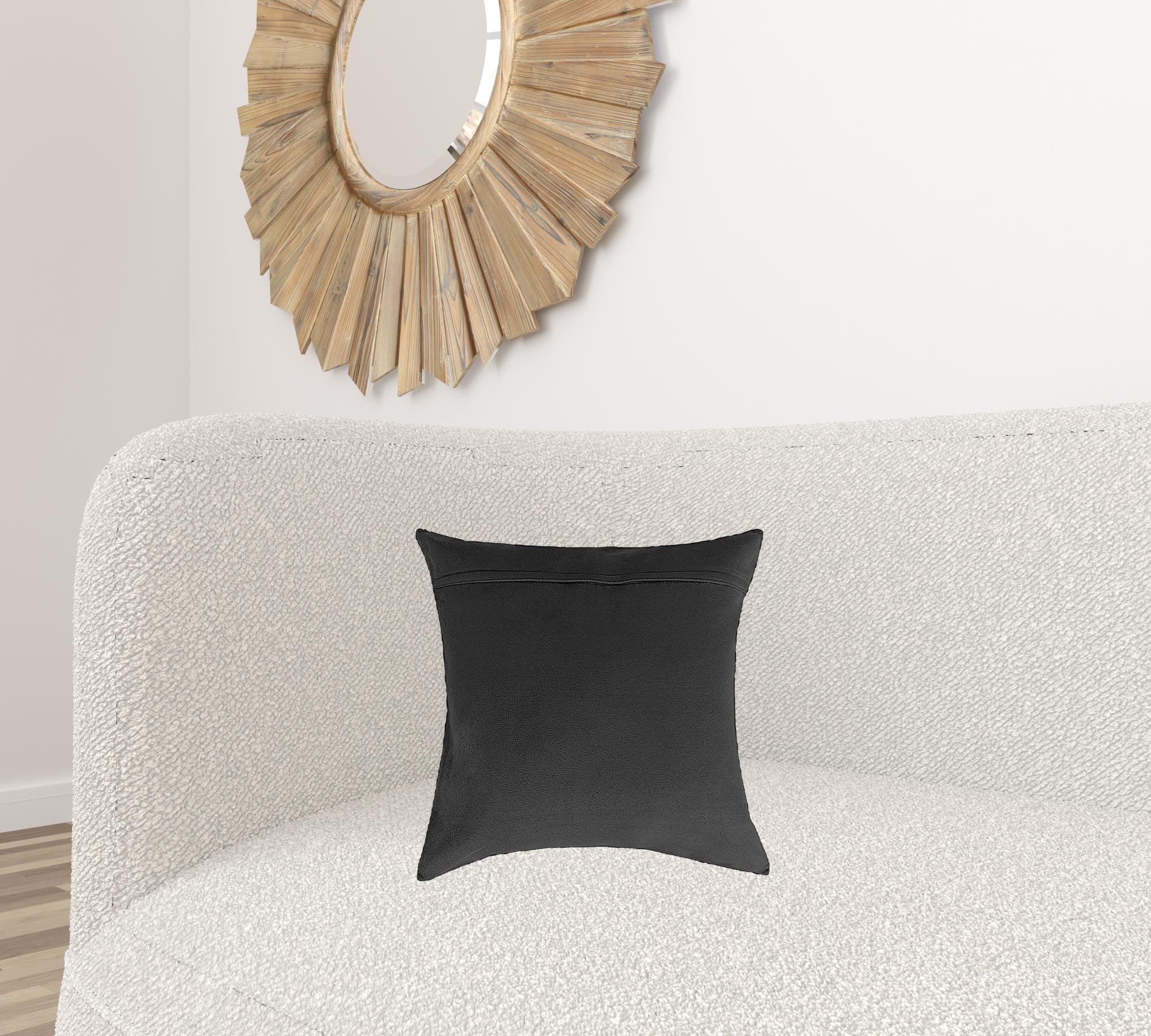 Set of Two 12" X 20" Black Cowhide Throw Pillow