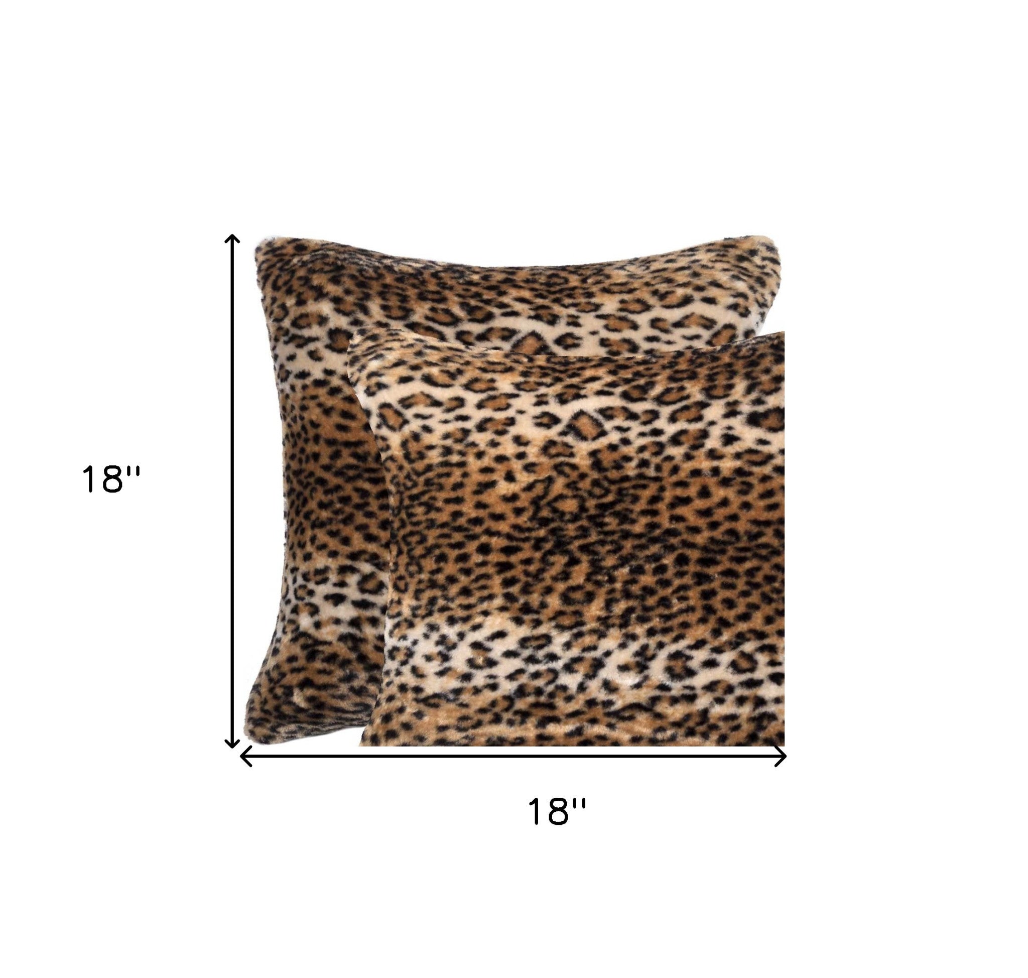 Set of Two 18" Black and Orange Faux Fur Throw Pillow