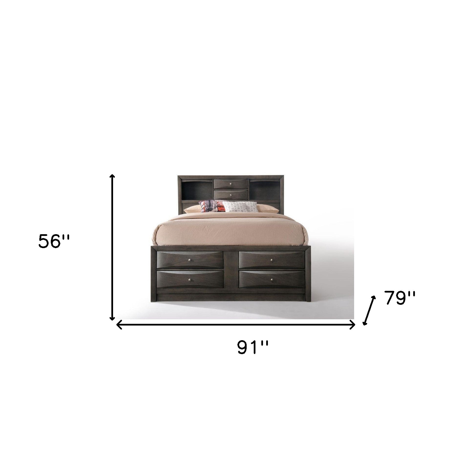 Gray Solid Wood Bed Frame