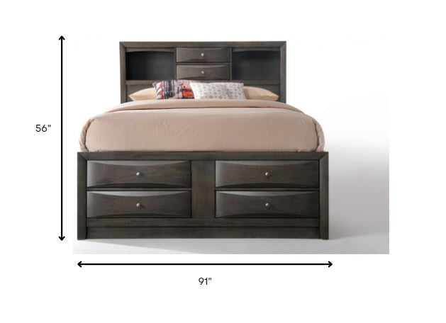 Gray Solid Wood Bed Frame