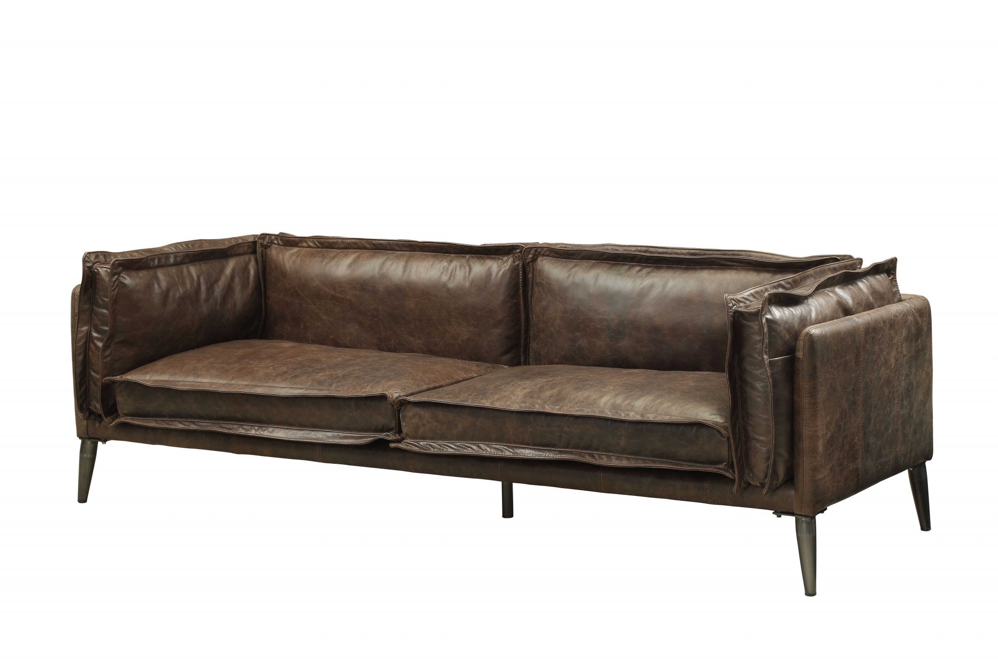 94" Chocolate Top Grain Leather and Dark Brown No Pattern and Not Solid Color Sofa