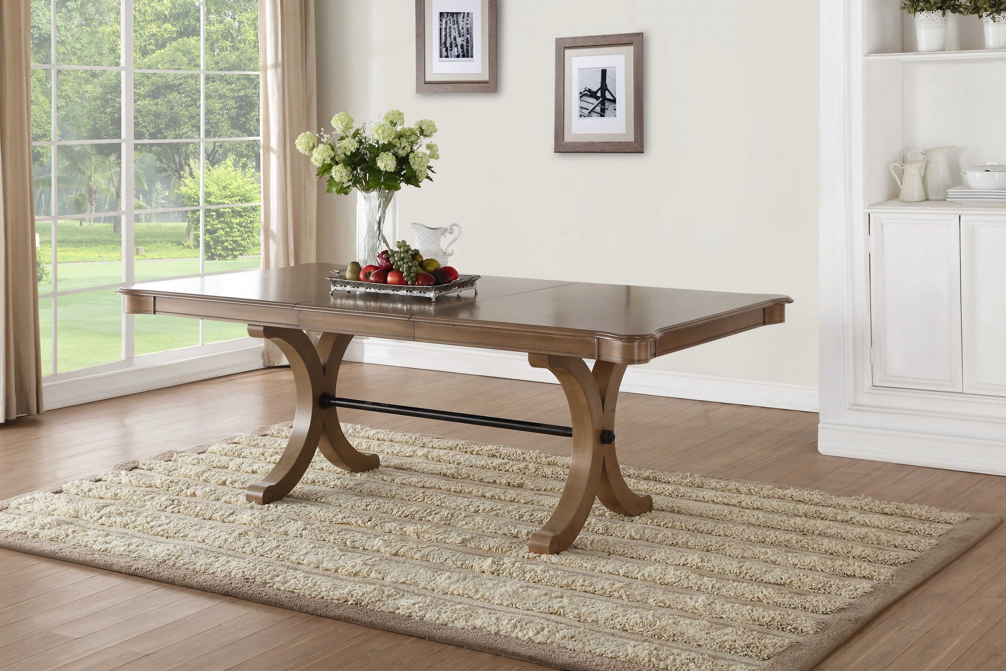 64" Brown Solid Wood Removable Leaf Dining Table