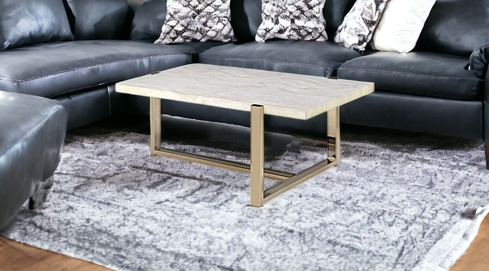 43" X 26" X 18" Chrome And White Metal Tube Coffee Table