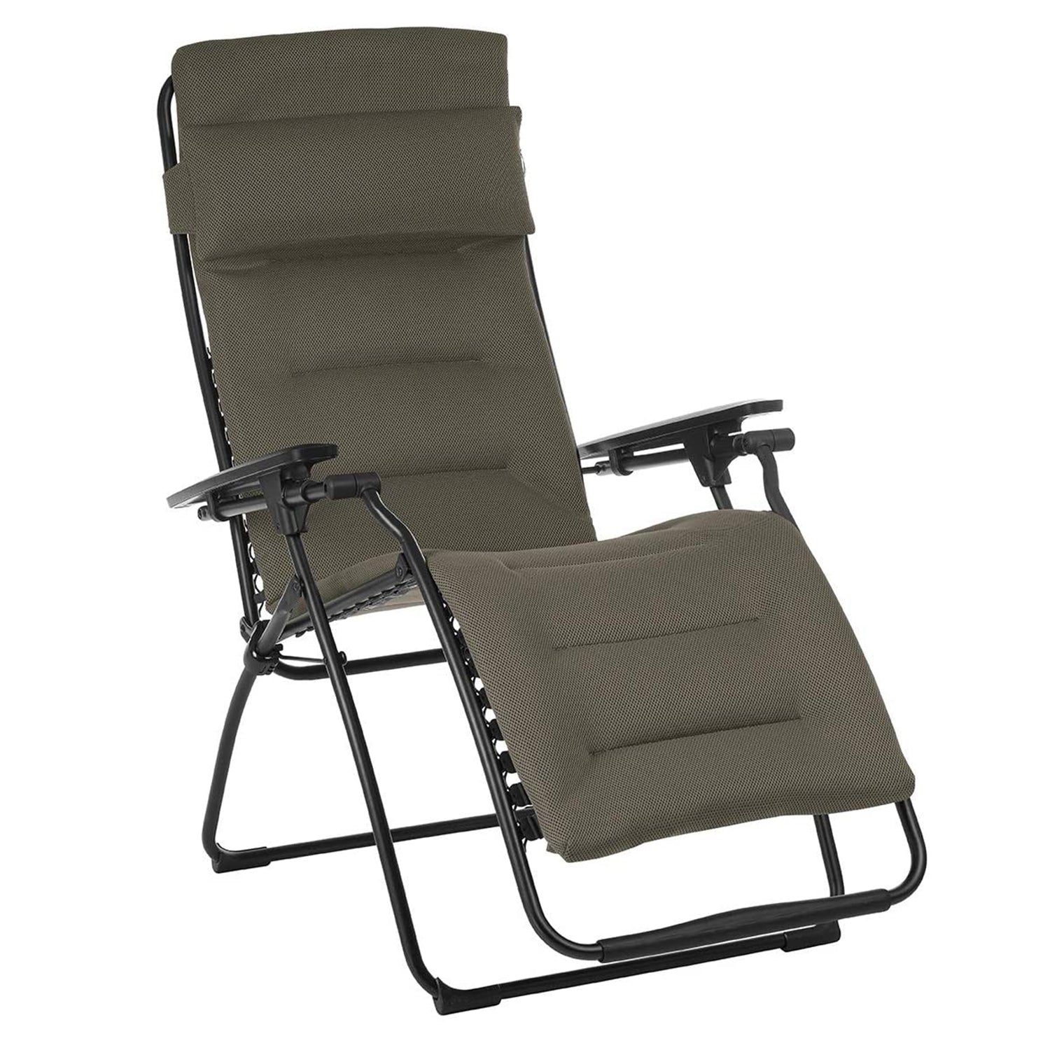 30" Black Steel Outdoor Zero Gravity Chair with Black Cushion