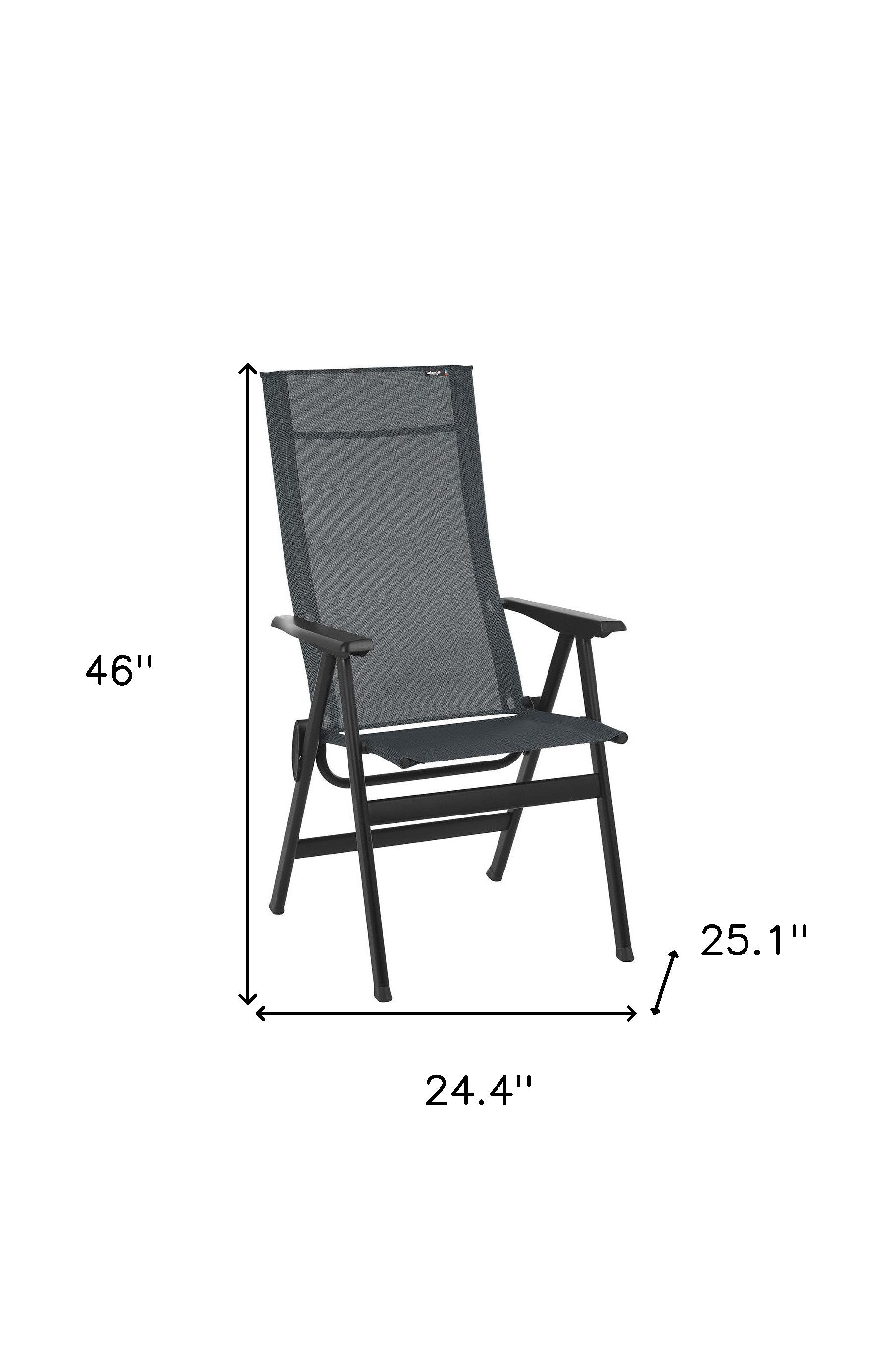 24" Gray and Black Steel Outdoor Arm Chair