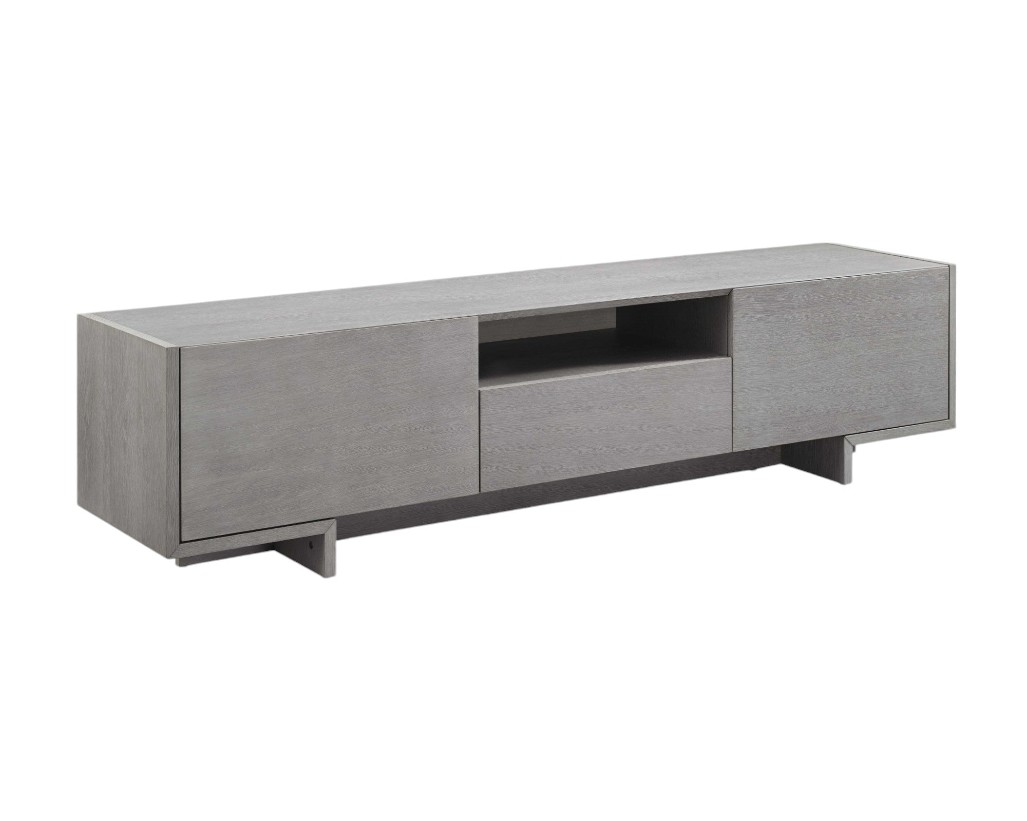 73" Gray Wood Cabinet Enclosed Storage TV Stand