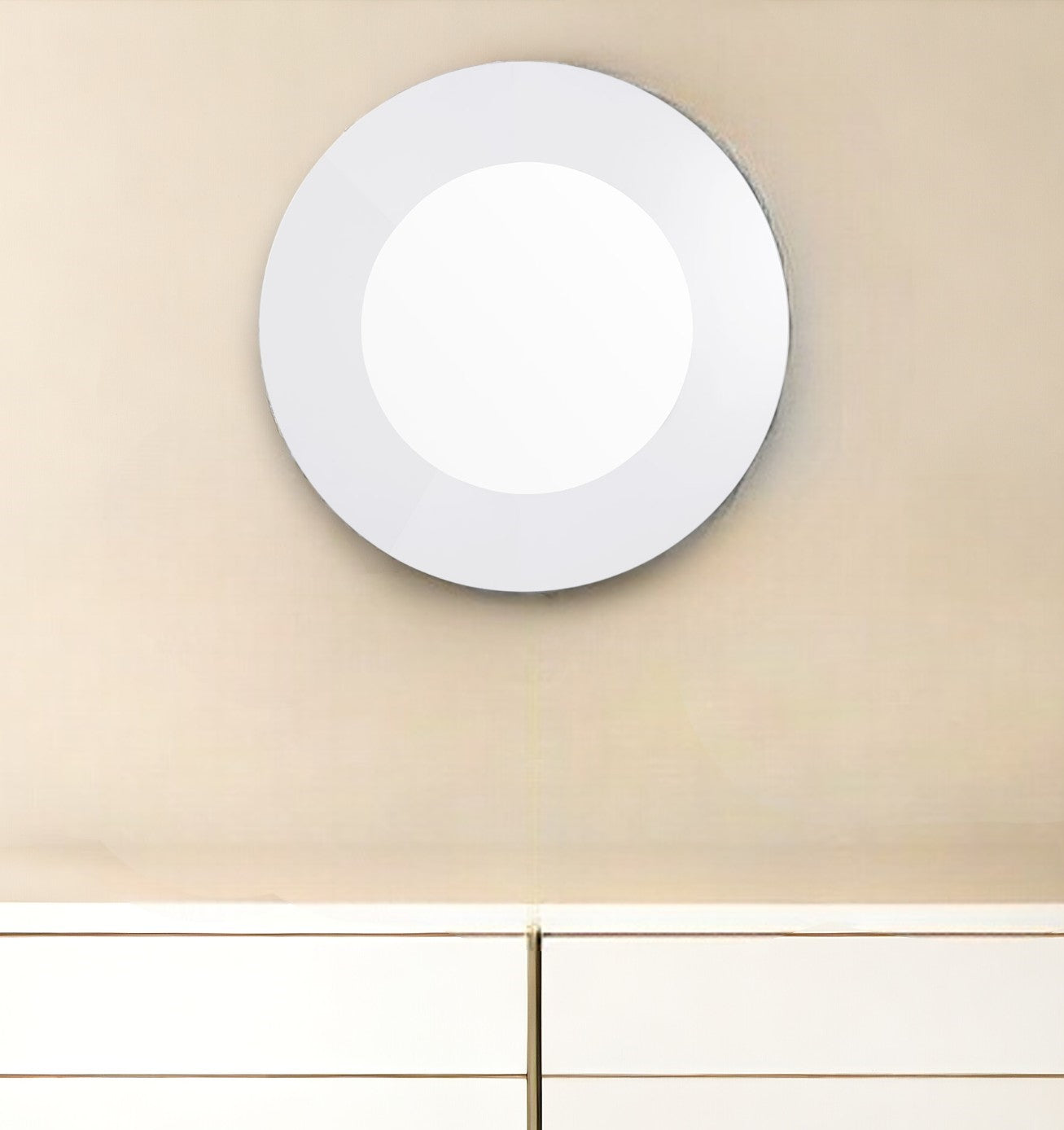 White Round Accent Mirror