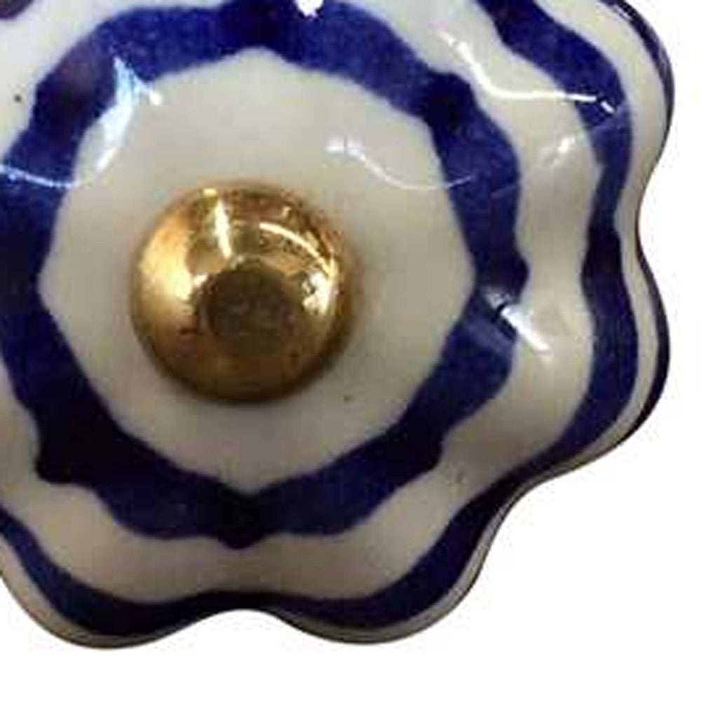 1.5" X 1.5" X 1.5" White Blue And Copper  Knobs 12 Pack