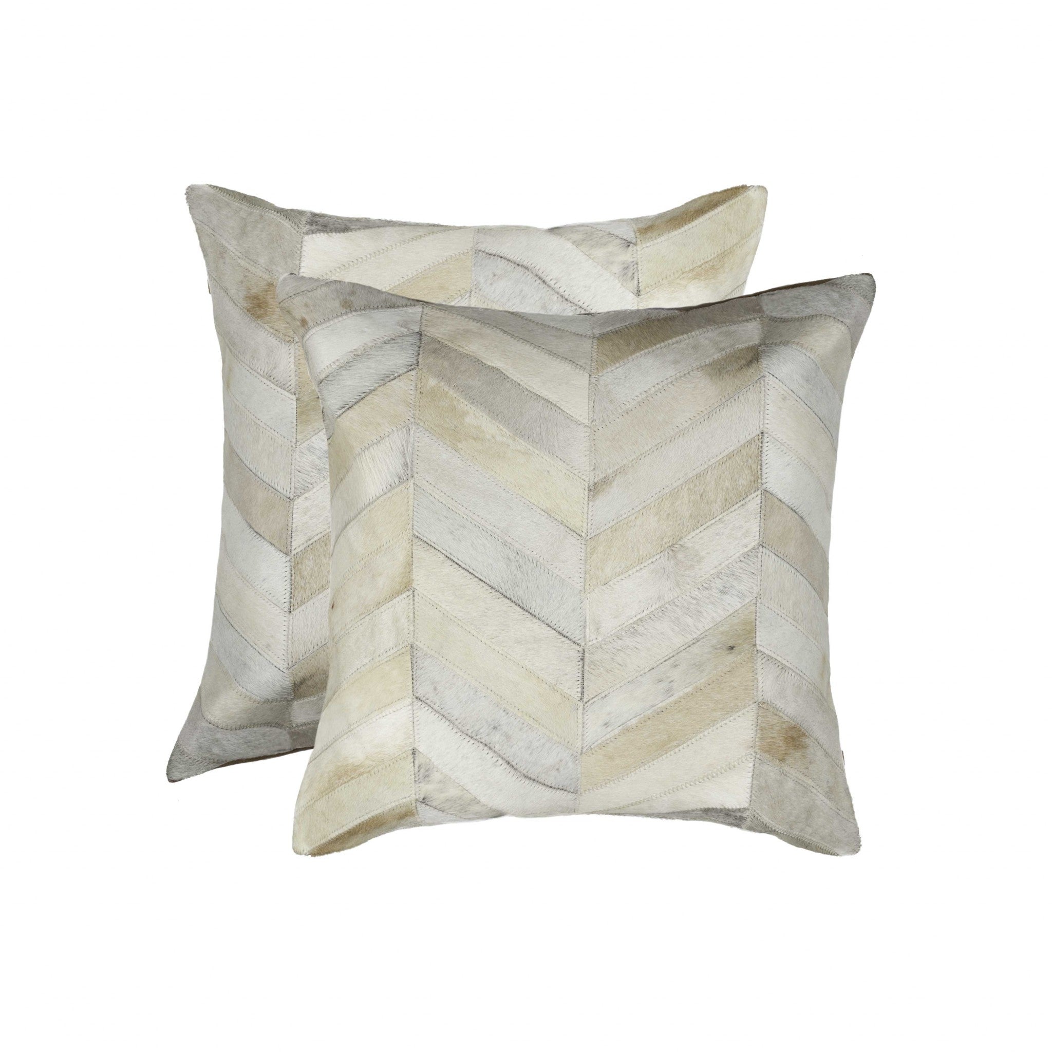 Set of Two Natural Cowhide Throw Pillow