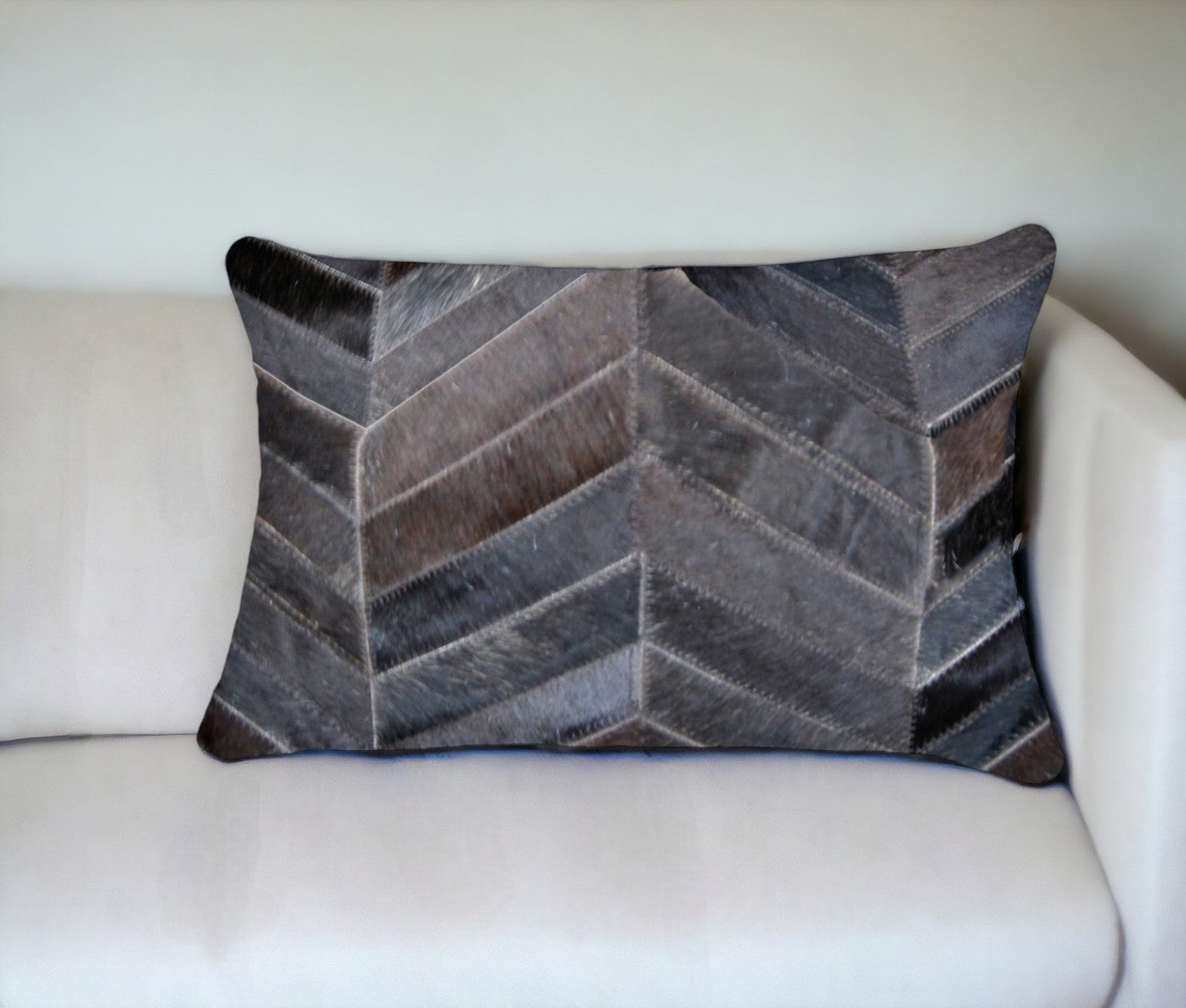 12" X 20" Navy Cowhide Throw Pillow