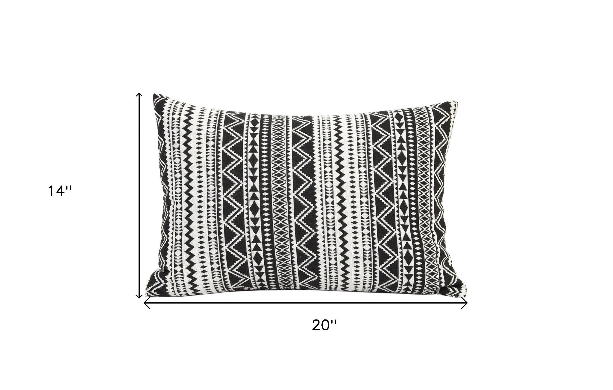 14" X 20" Black and White Modern Boho Throw Pillow