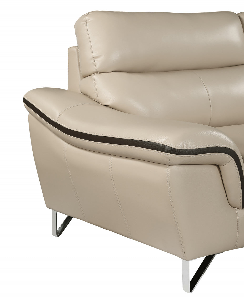 69" Beige And Silver Faux Leather Love Seat