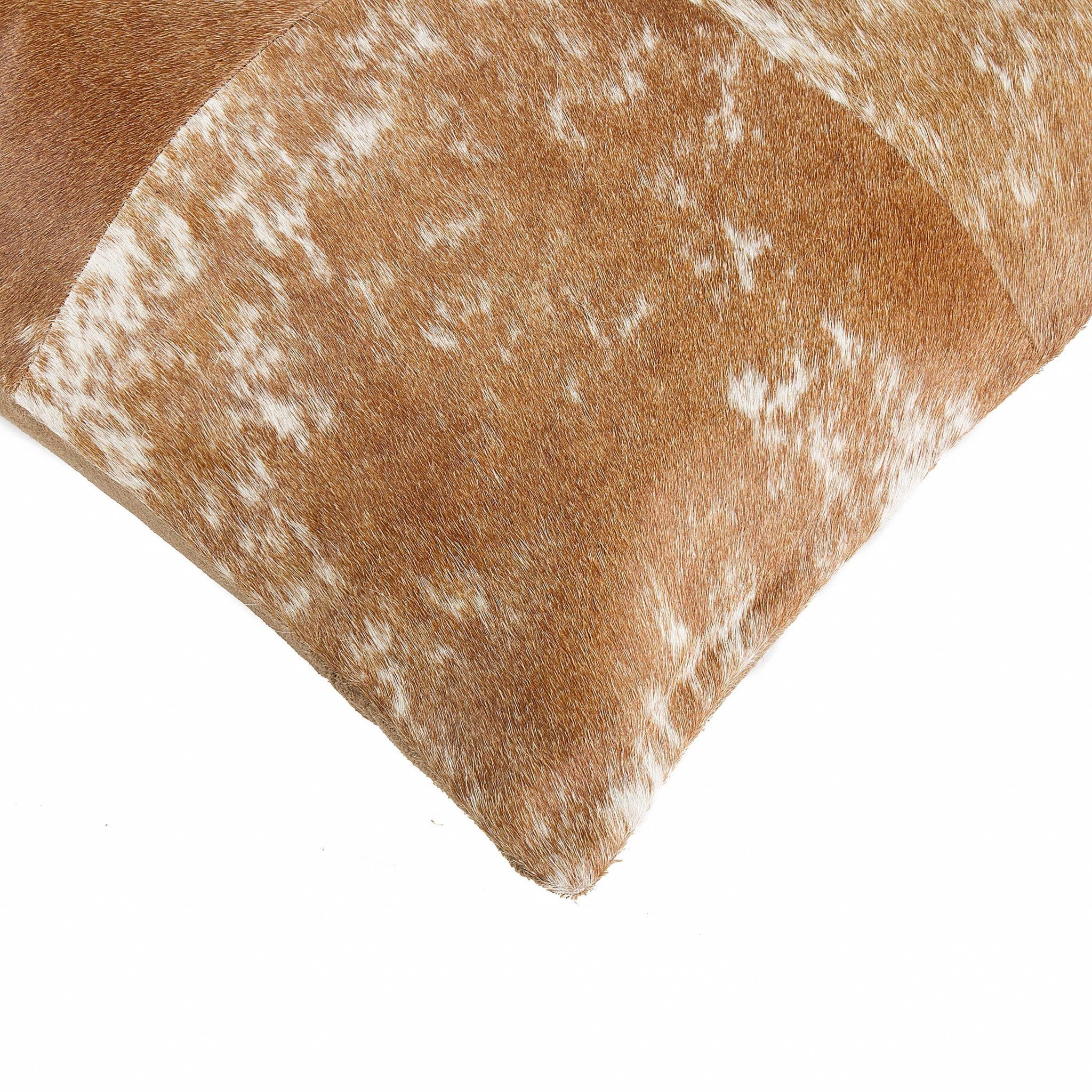 18" Brown and White Cowhide Throw Pillow