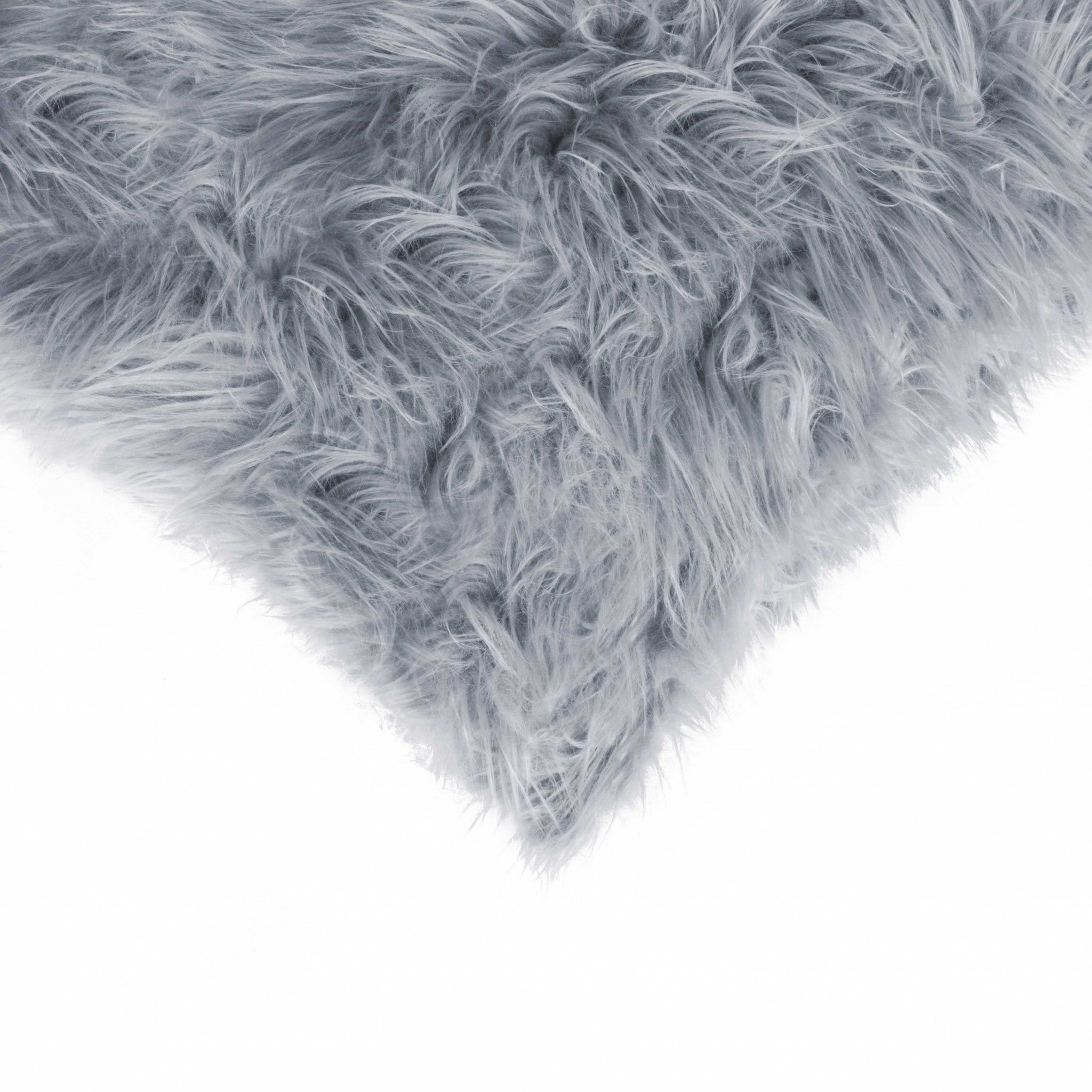 18" X 18" X 5" Grey Faux Fur  Pillow 2 Pack