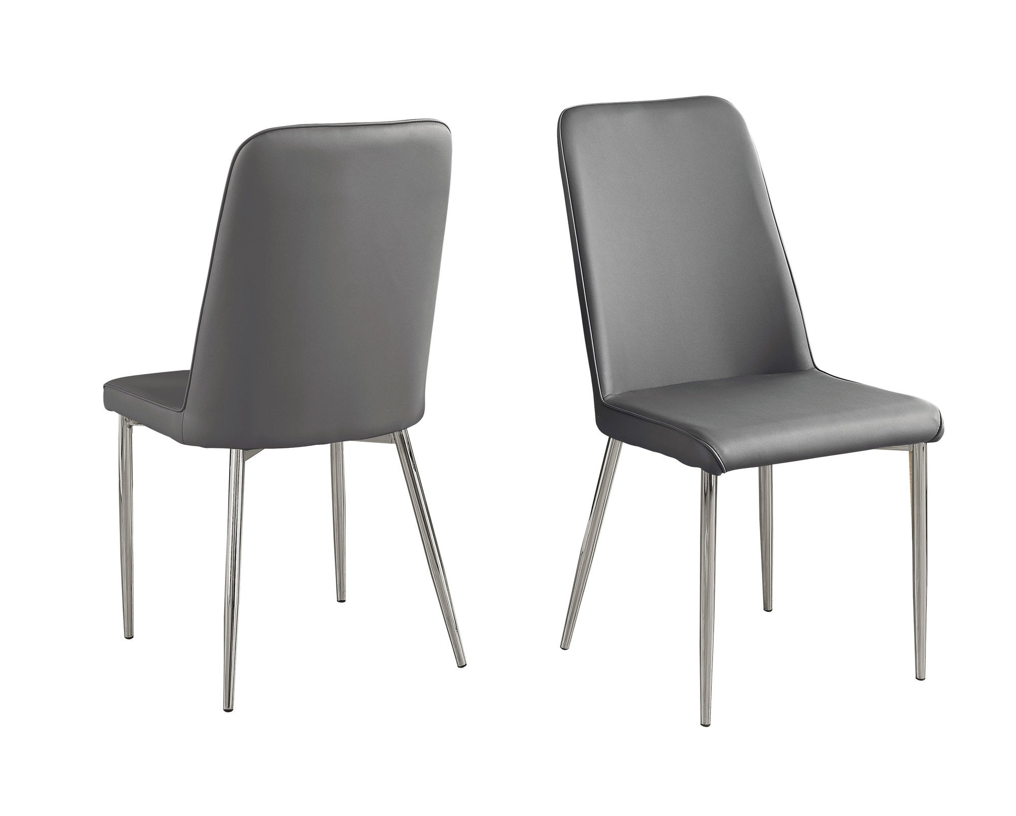 Set of Two Gray And Silver Upholstered Faux Leather Dining Side Chairs