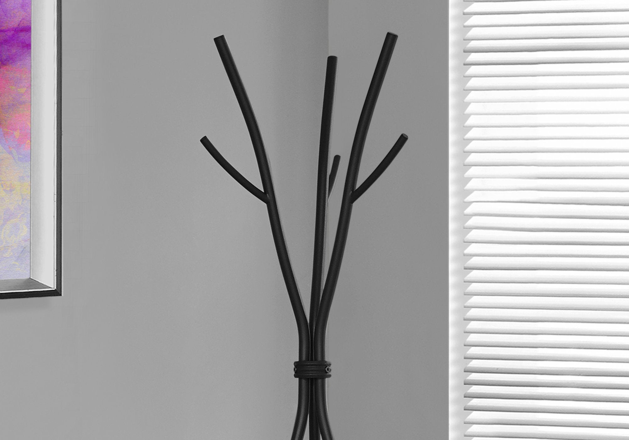 18.5" X 18.5" X 74" Black Metal  Coat Rack