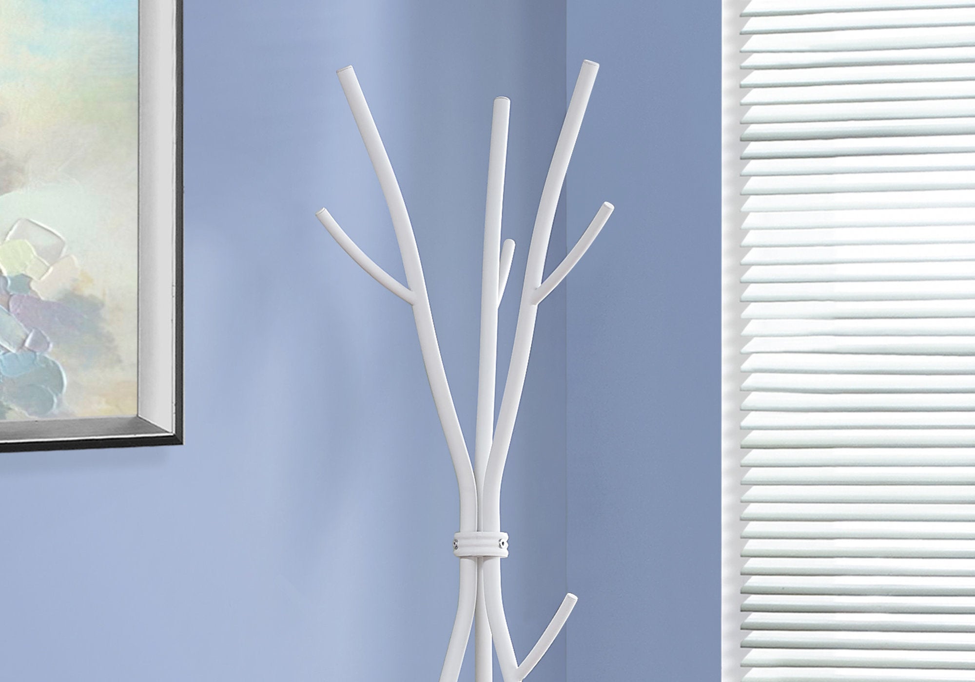 18.5" X 18.5" X 74" White Metal  Coat Rack