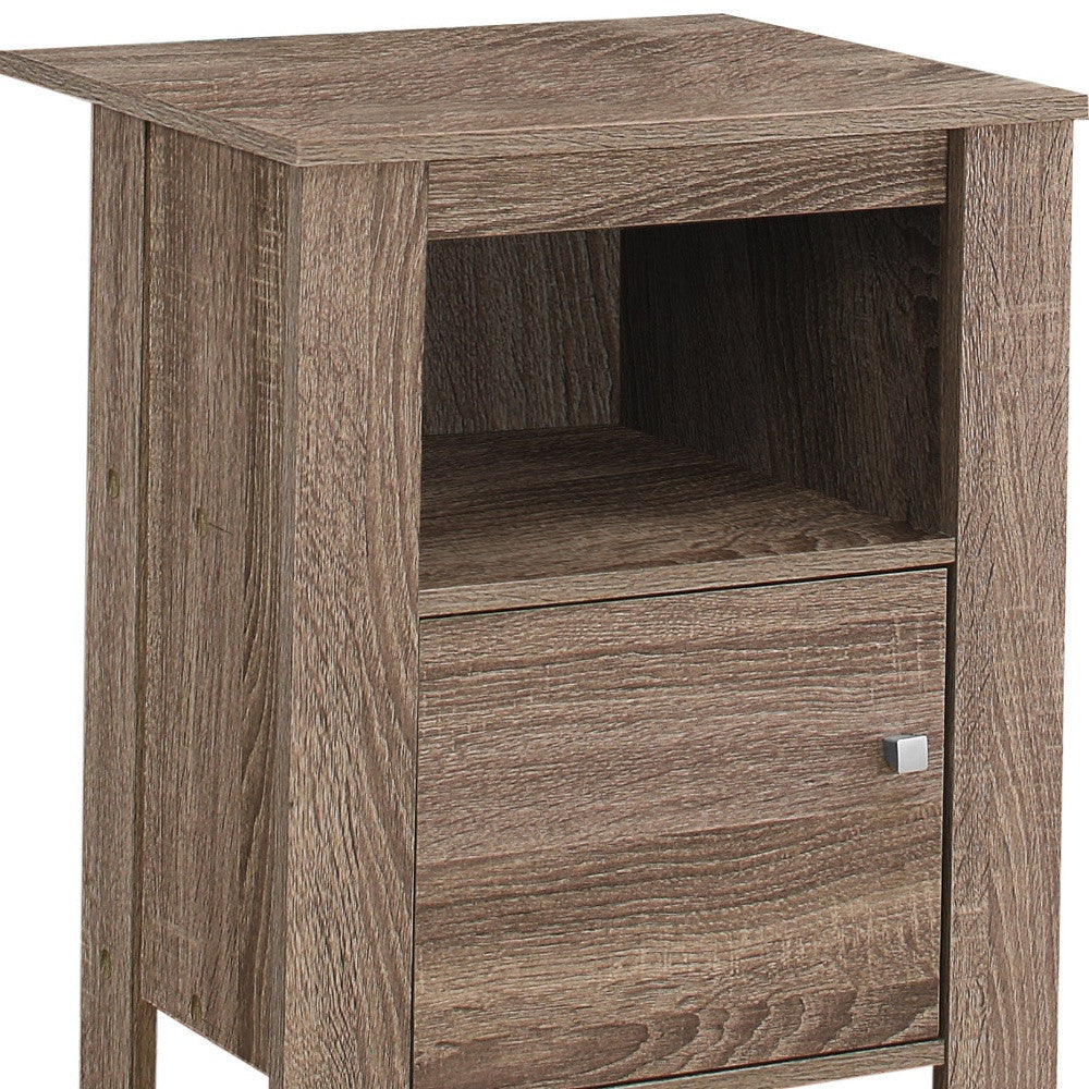 24" Deep Taupe Wood End Table With Shelf