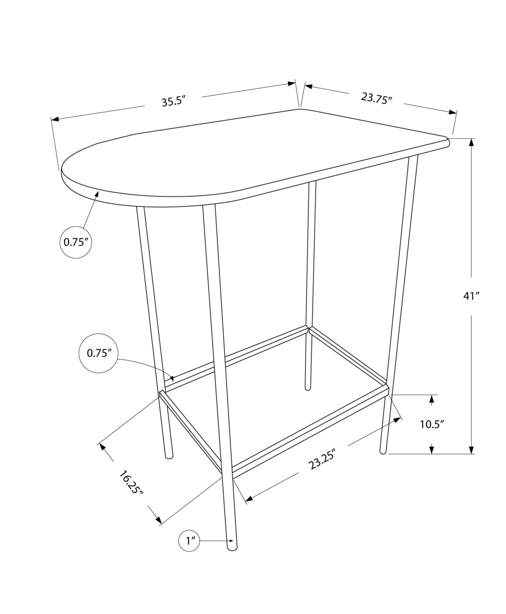 41" Black And Gray End Table