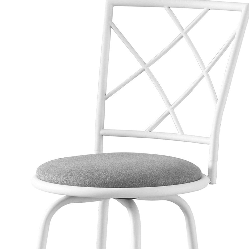 Set of Two 28 " Gray And White Metal Bar Chairs