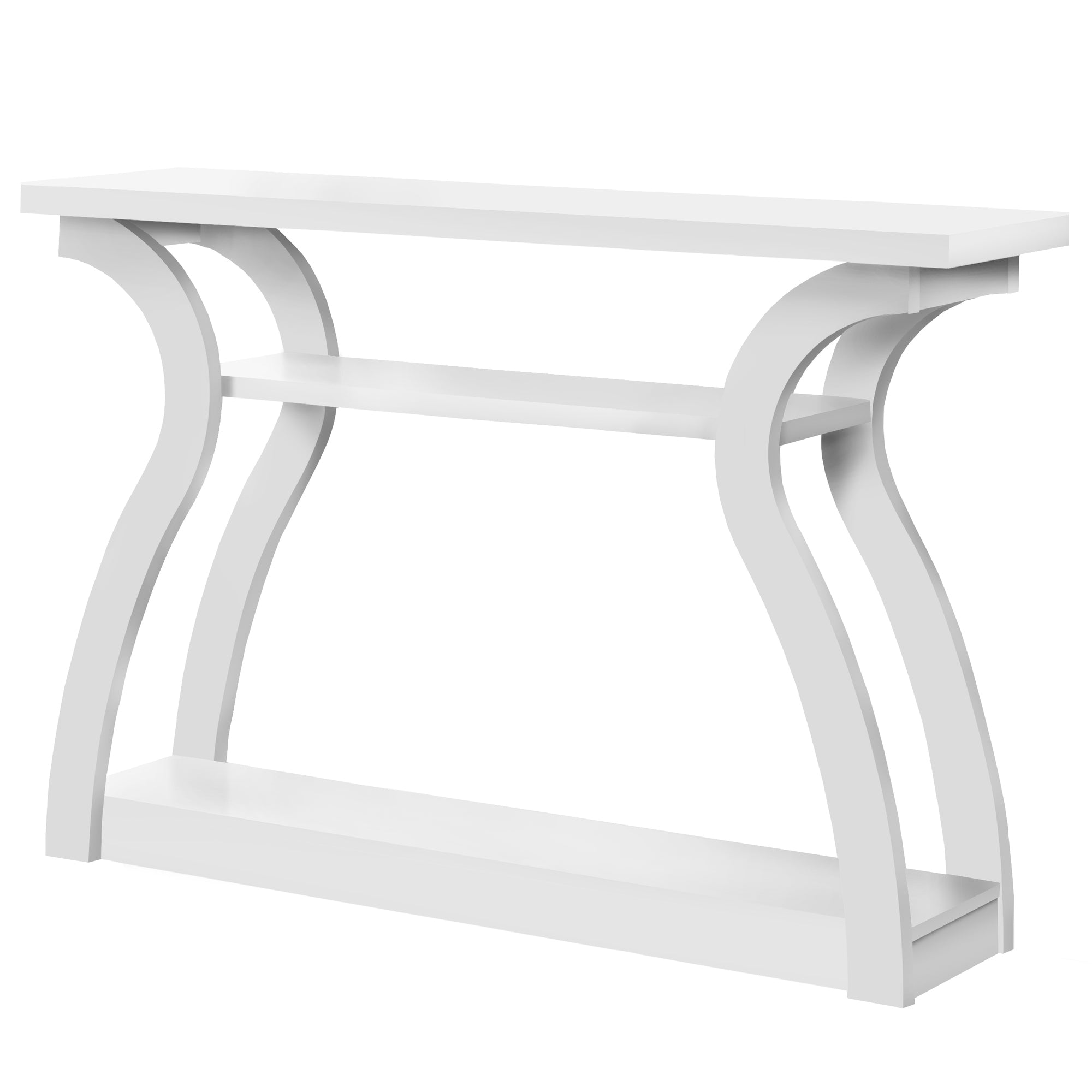 47" White Floor Shelf Console Table With Shelves