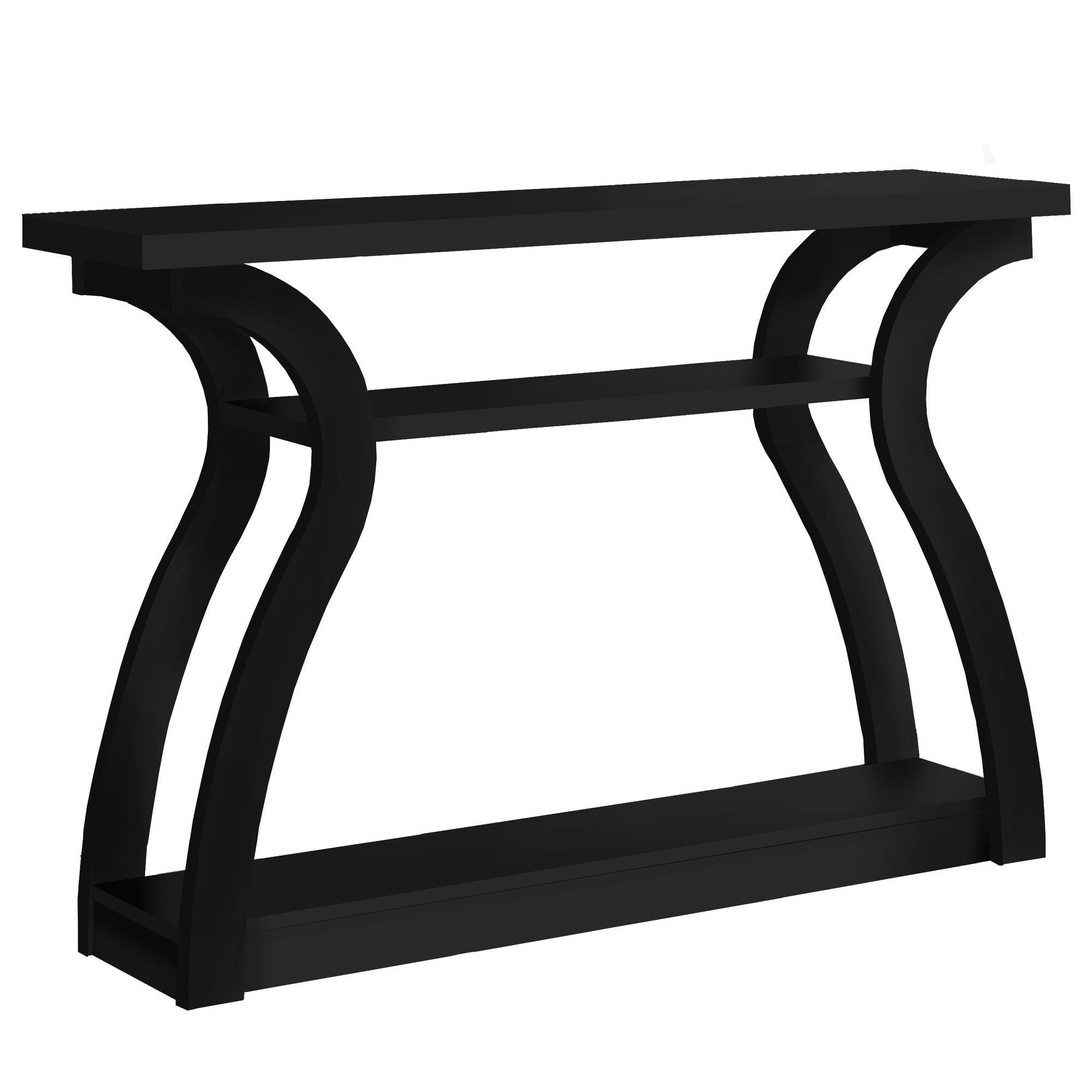 47" Black Floor Shelf Console Table With Shelves