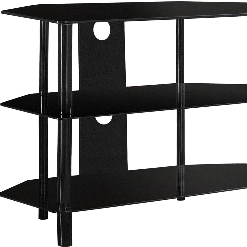 36" Black Metal Open Shelving TV Stand