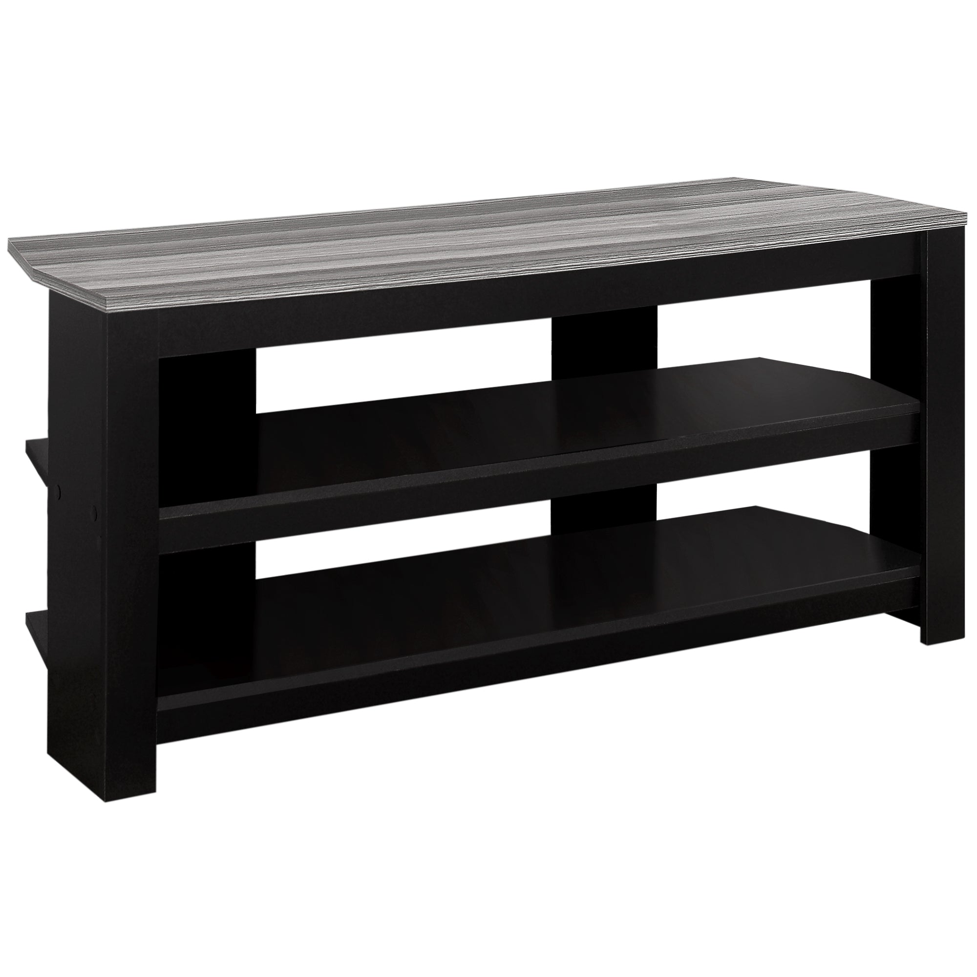 42" Black and Gray Open Shelving TV Stand