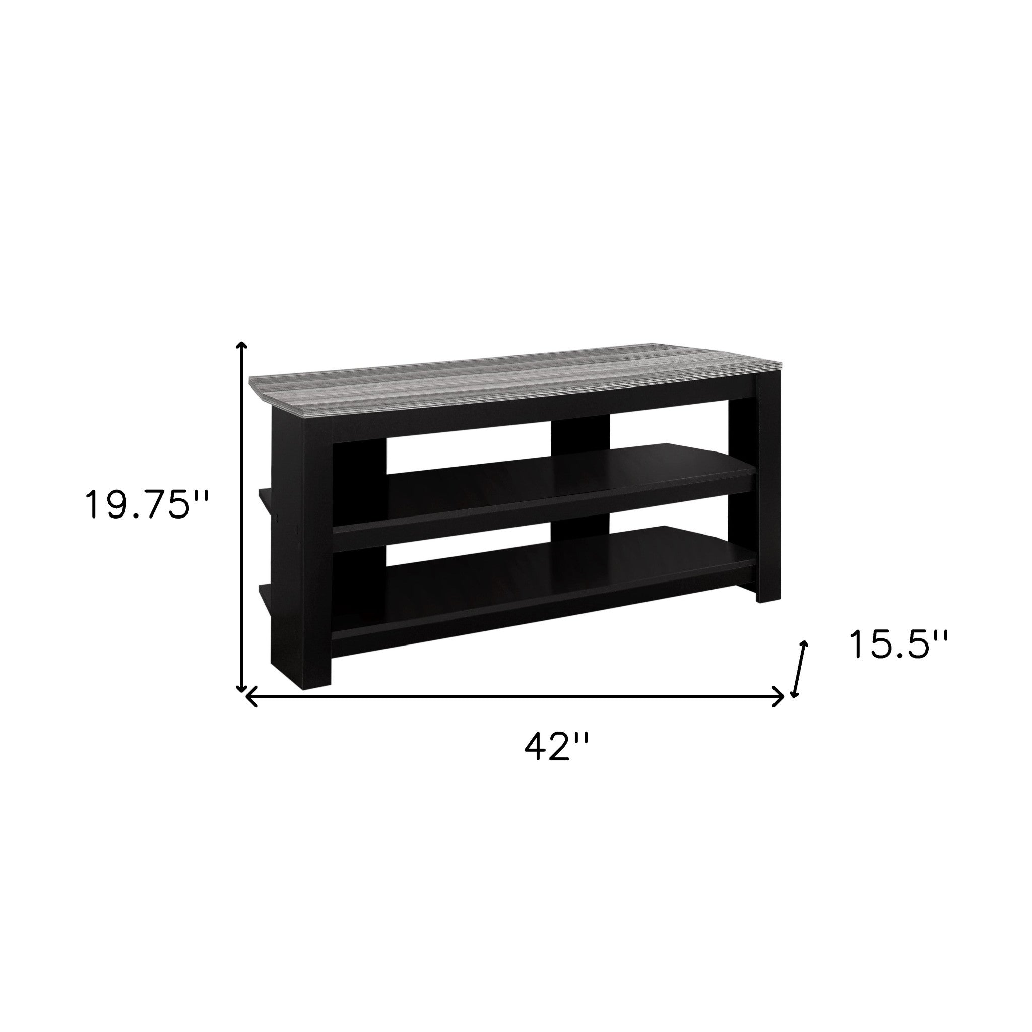 42" Black and Gray Open Shelving TV Stand