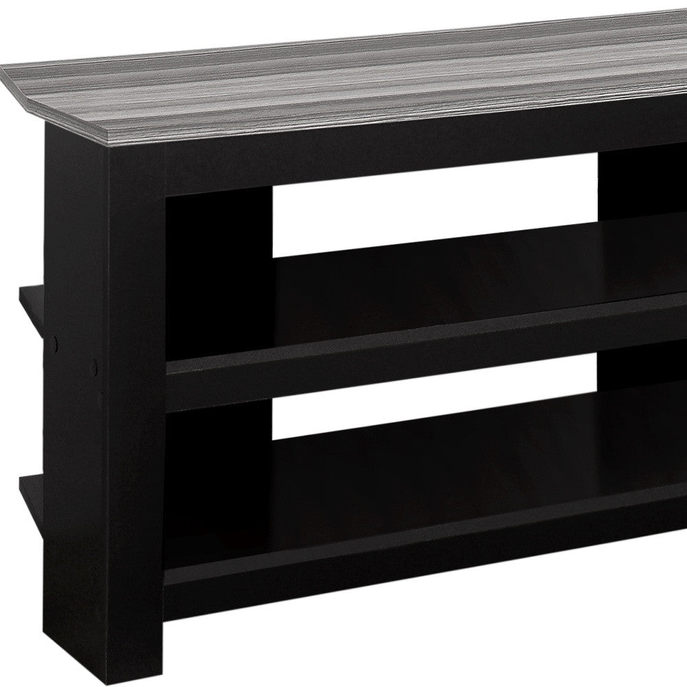 42" Black and Gray Open Shelving TV Stand